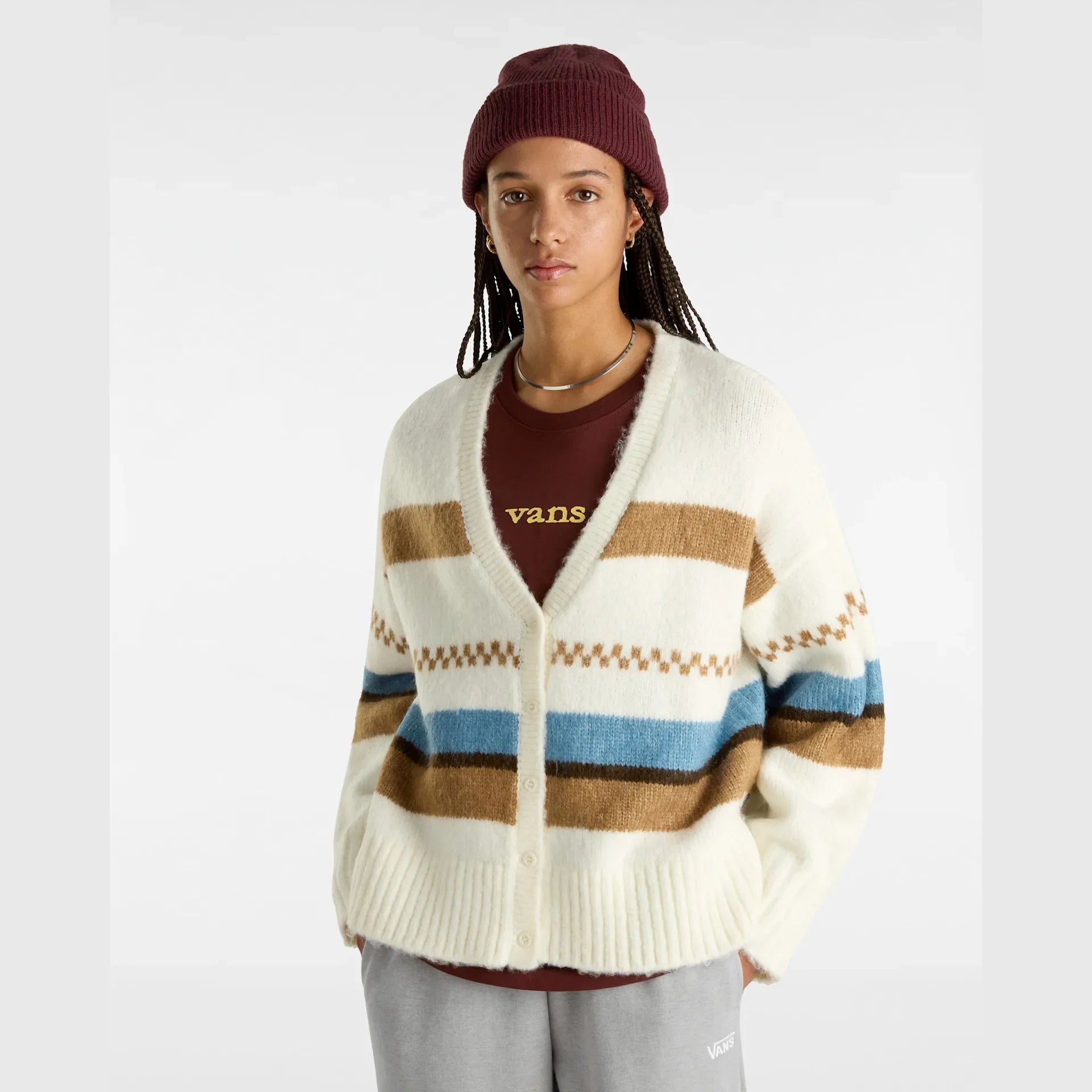 VANS Valerie Stripe Cardigan marshmallow kép 3