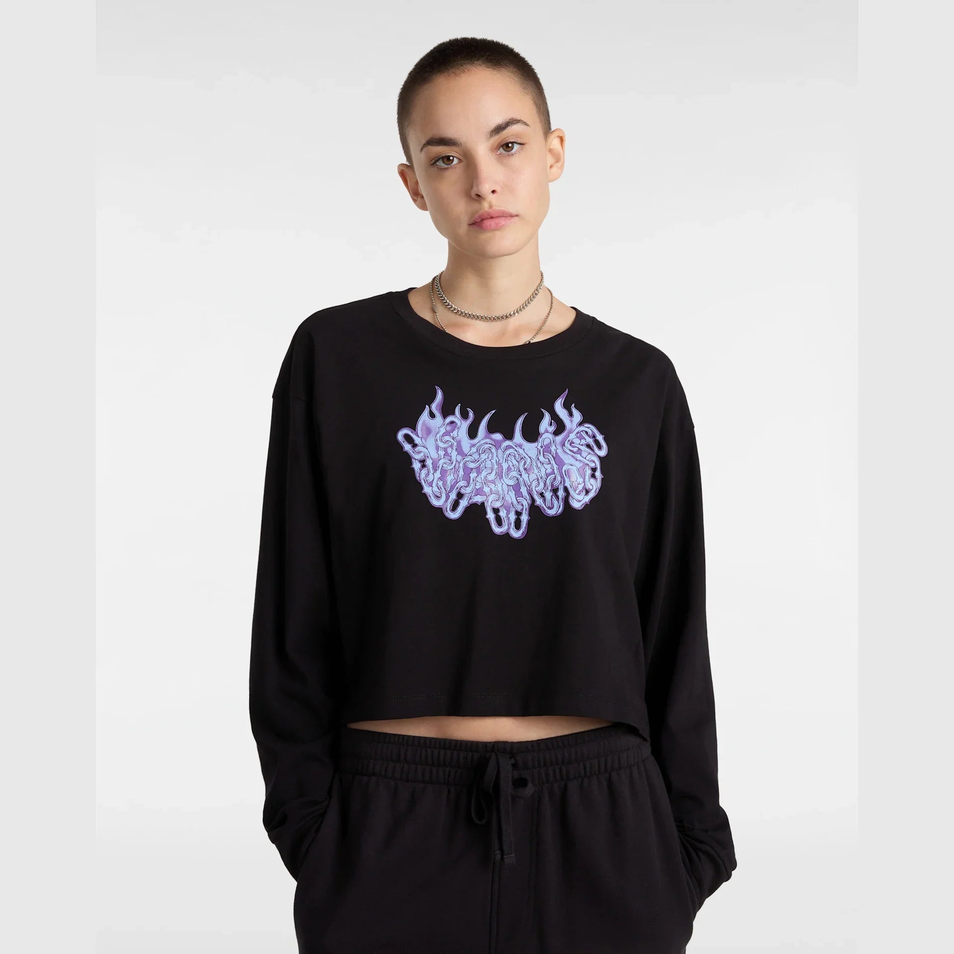 VANS Hot Links LS Relax Crop Black kép 3