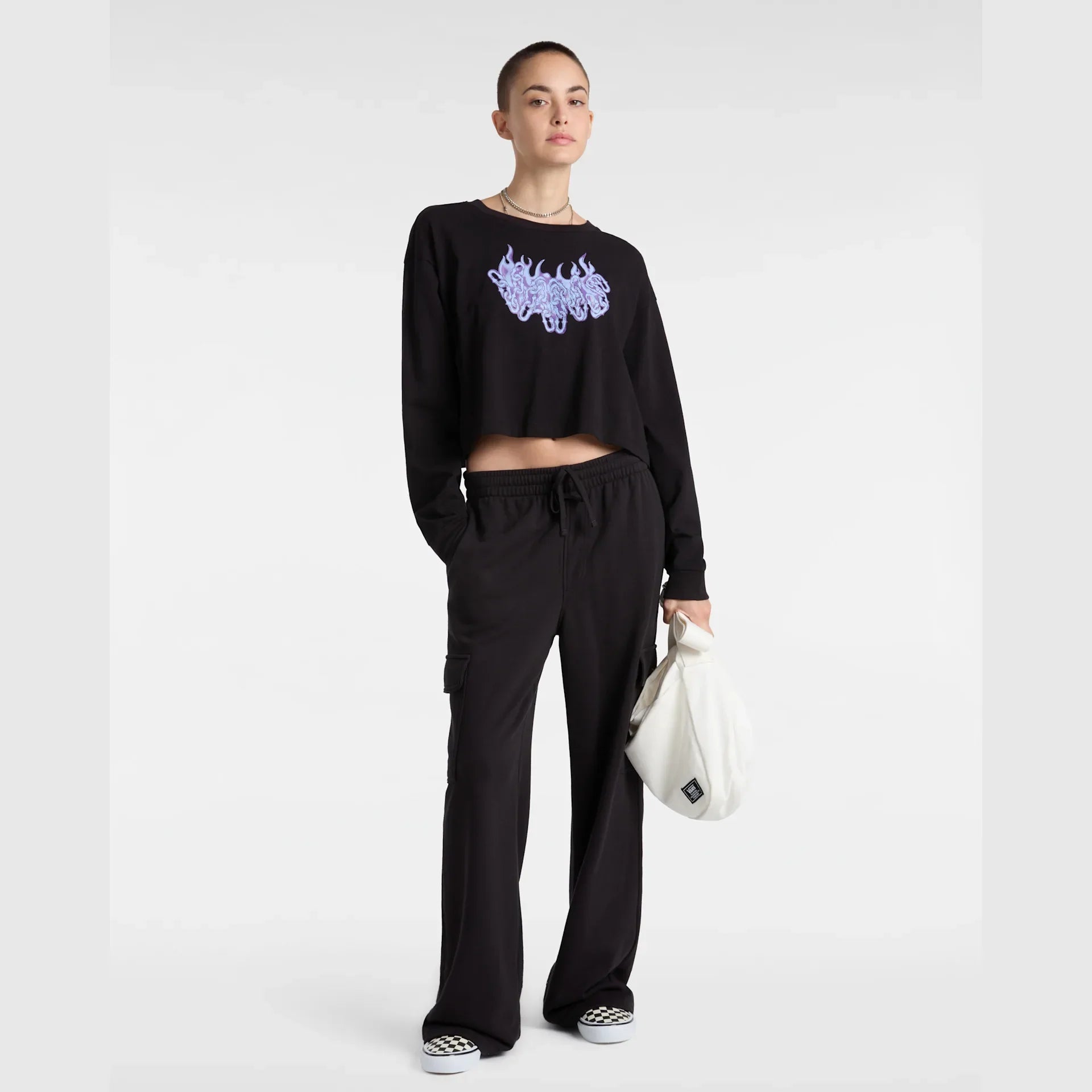 VANS Hot Links LS Relax Crop Black kép 5