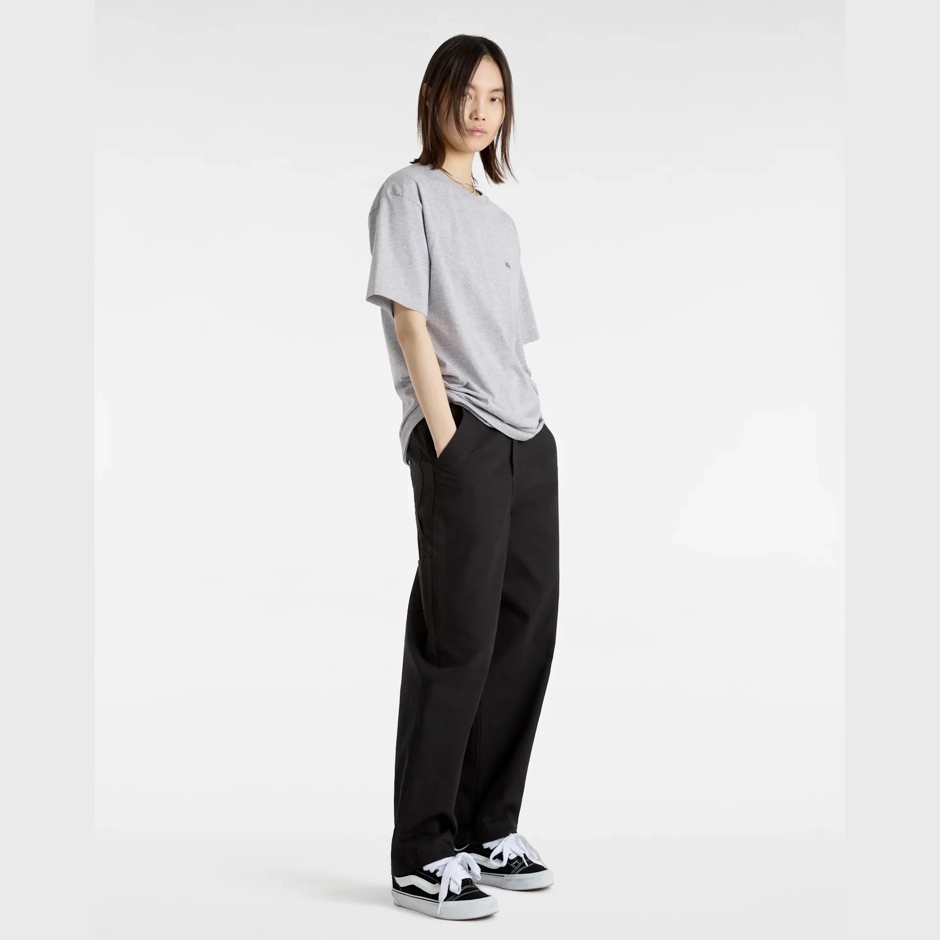 VANS LEFT CHEST LOGO TEE Athletic Heather/Black Póló kép 4