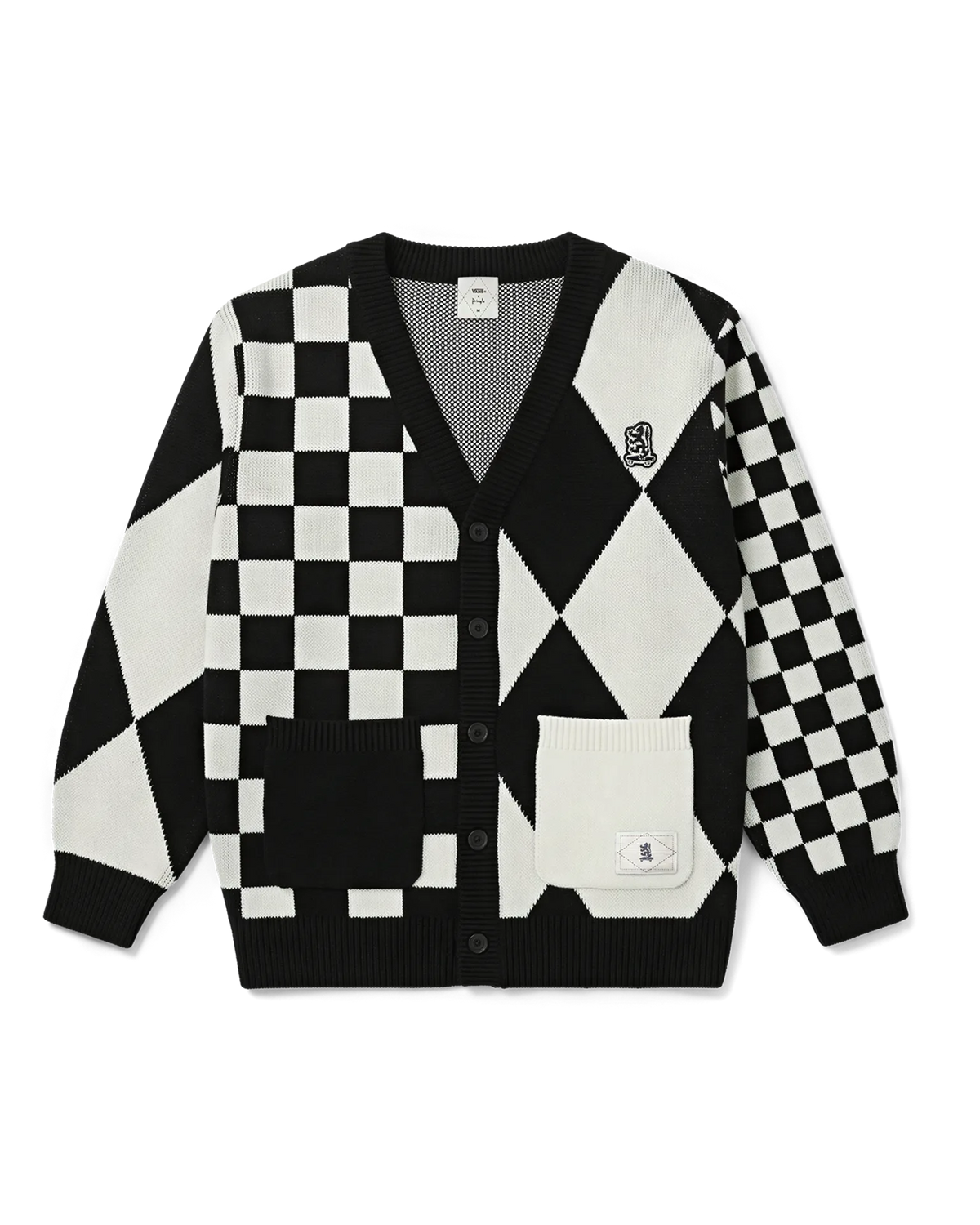 Vans Pringle Mens Oversized Cardigan Black/Marshmallow Black/Marshmllw Textil VN00127M1KP1 - 1