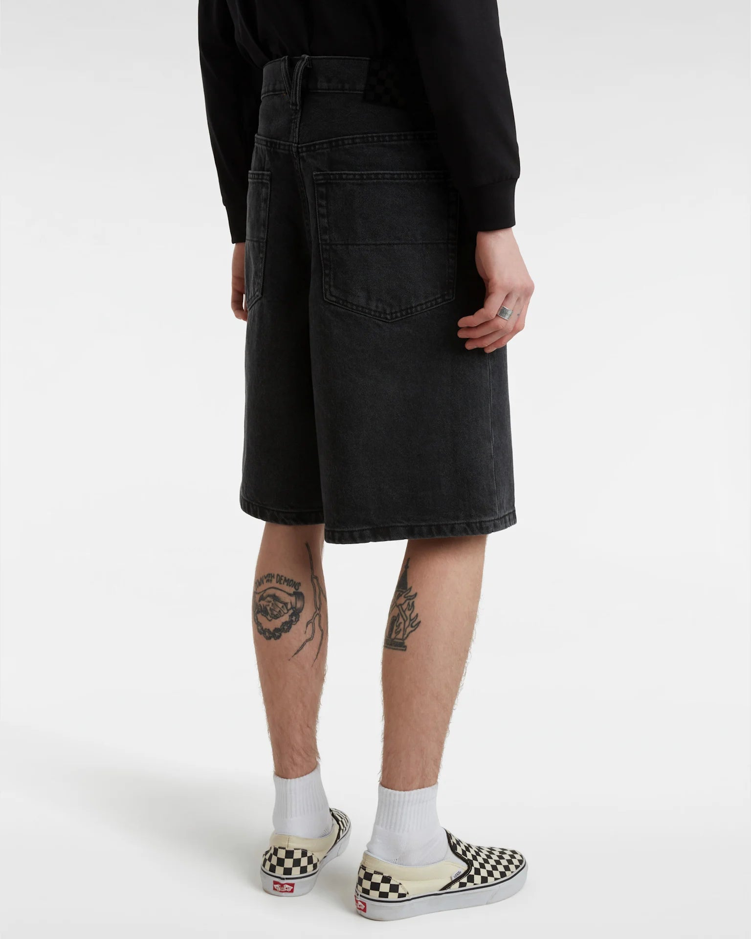 VANS Check-5 Baggy Denim Short Washed Black Rövidnadrág VN000C9VEMQ1 - 4