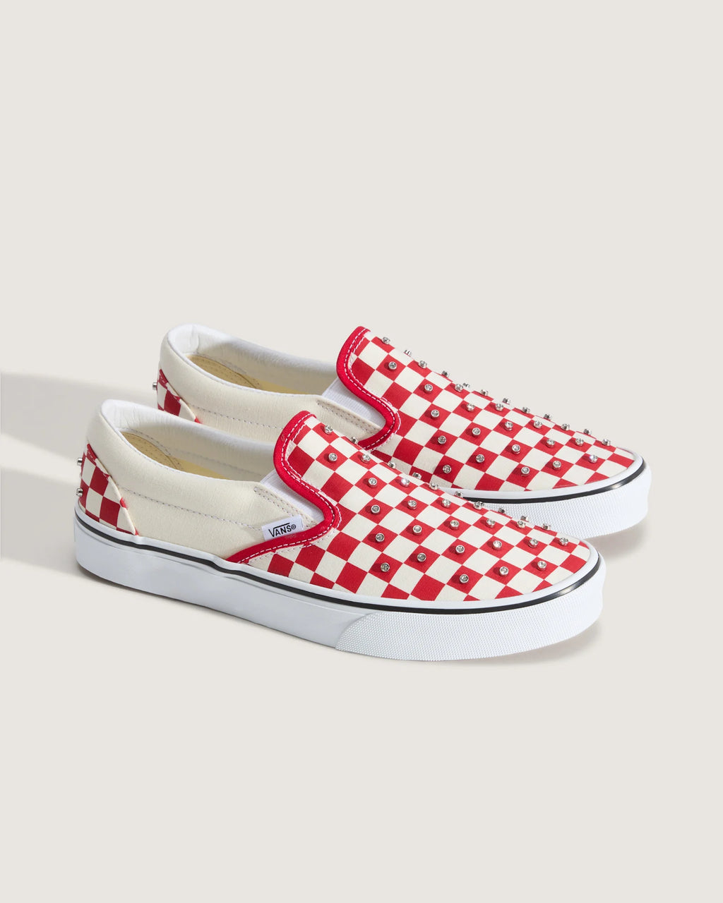 VANS Classic Slip-On CHECKERBOARD RHINESTONE RACING RED Cipő VN000D6YIZQ1 - 2