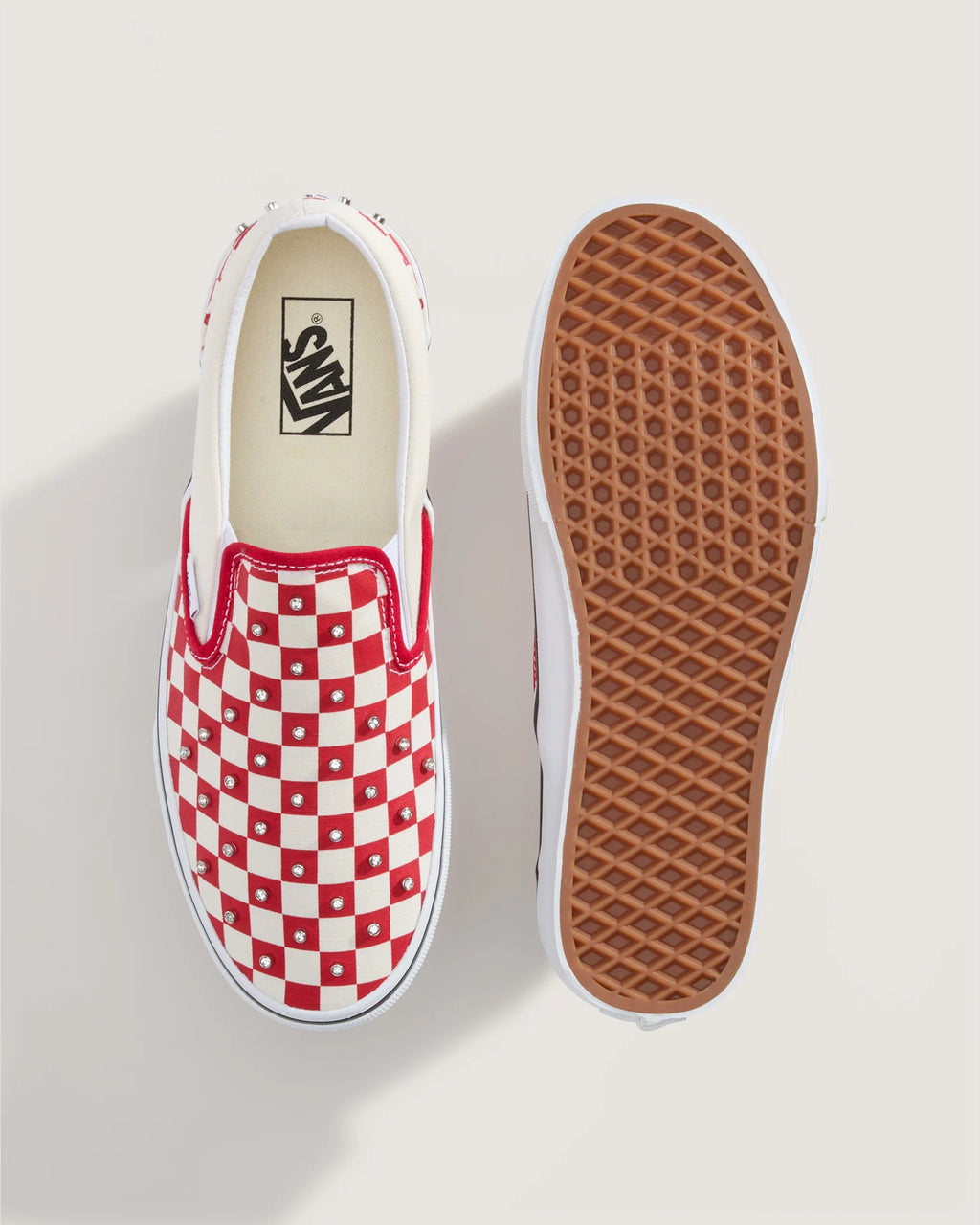 VANS Classic Slip-On CHECKERBOARD RHINESTONE RACING RED Cipő VN000D6YIZQ1 - 3