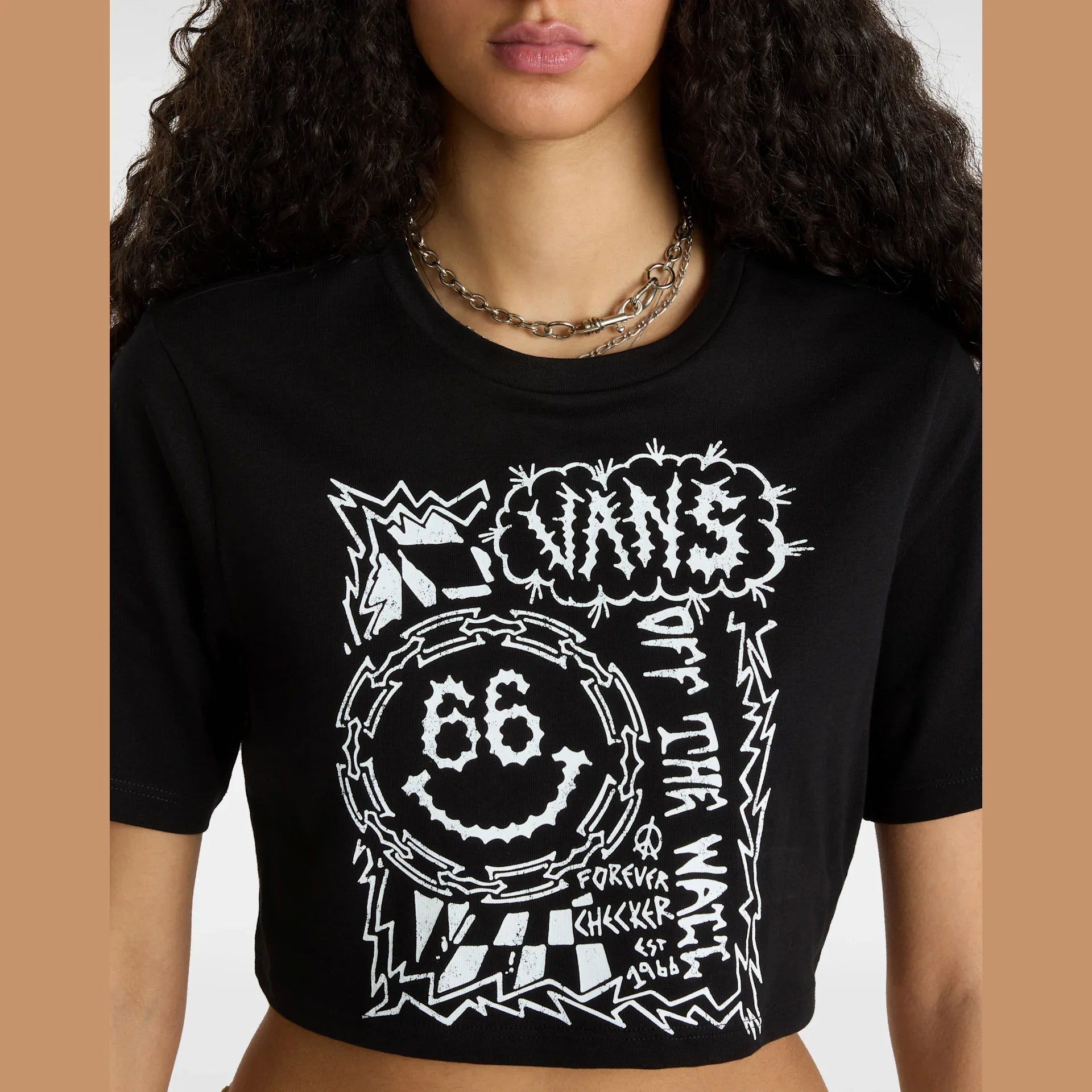 VANS FOREVER CHECKER CREW CROP II Black kép 6