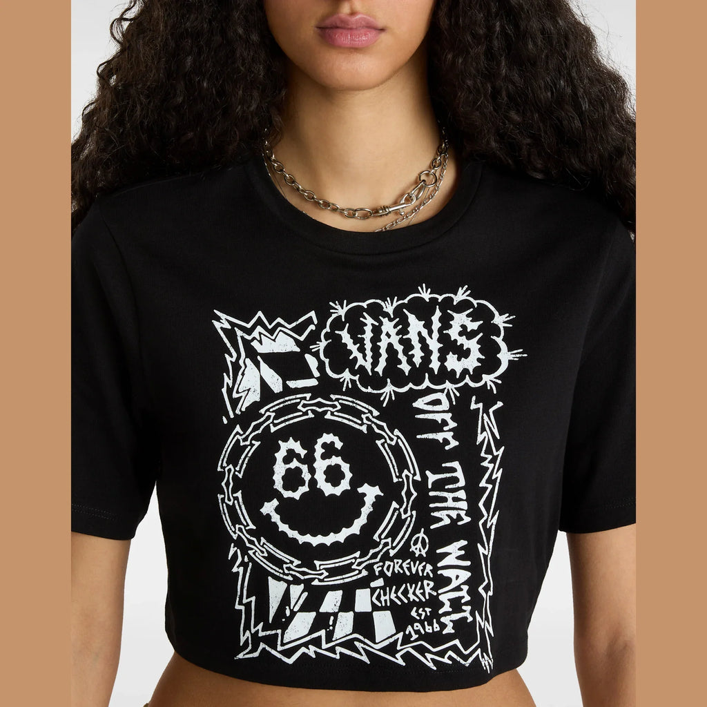 VANS FOREVER CHECKER CREW CROP II Black kép 7