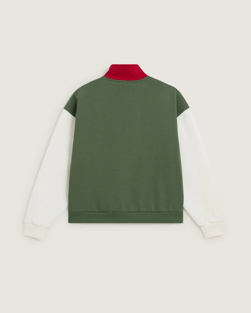 VANS COLORBLOCK HALF ZIP MOC Pine Forest Pulóver VN000H2AEN61 - 2