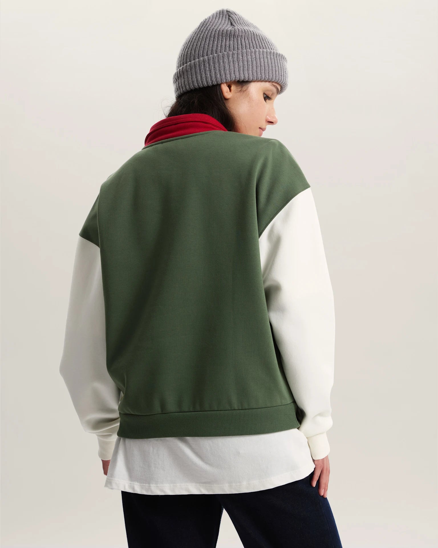 VANS COLORBLOCK HALF ZIP MOC Pine Forest Pulóver VN000H2AEN61 - 4