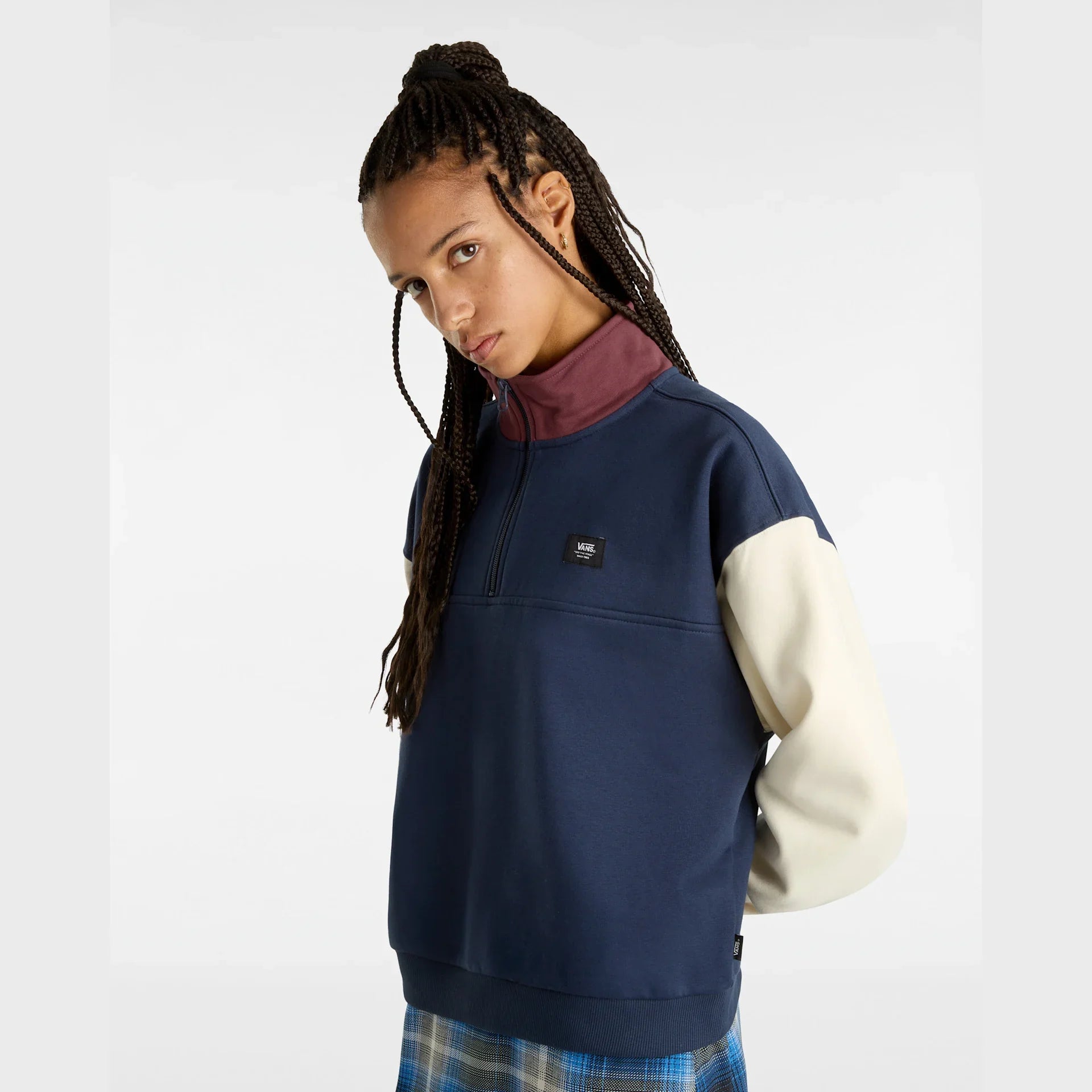 VANS COLORBLOCK HALF ZIP MOCK DRESS BLUES/PORT ROYALE kép 3