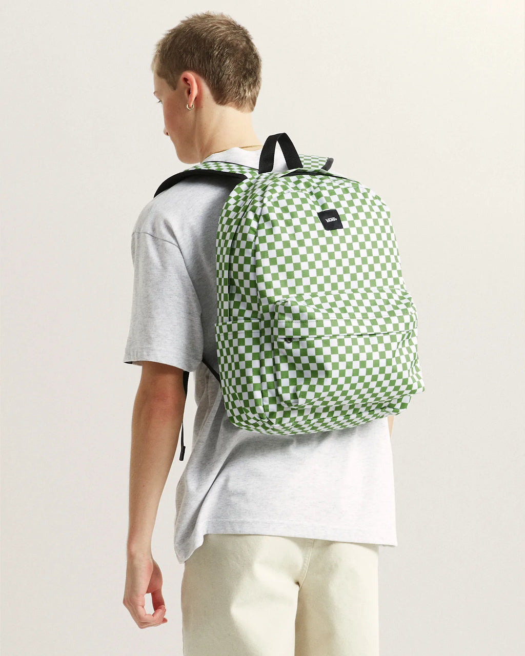VANS Old Skool Check Backpack CHECKERBOARD Lime Burst Hátizsák VN000H4XFPB1 - 8