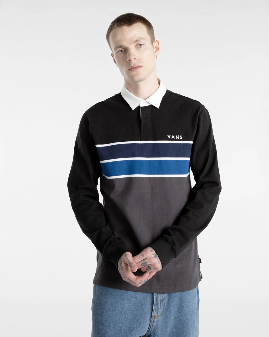 VANS Harrison Rugby LS Knit BLACK/ASPHALT Ing VN000HDZKOU1 - 3