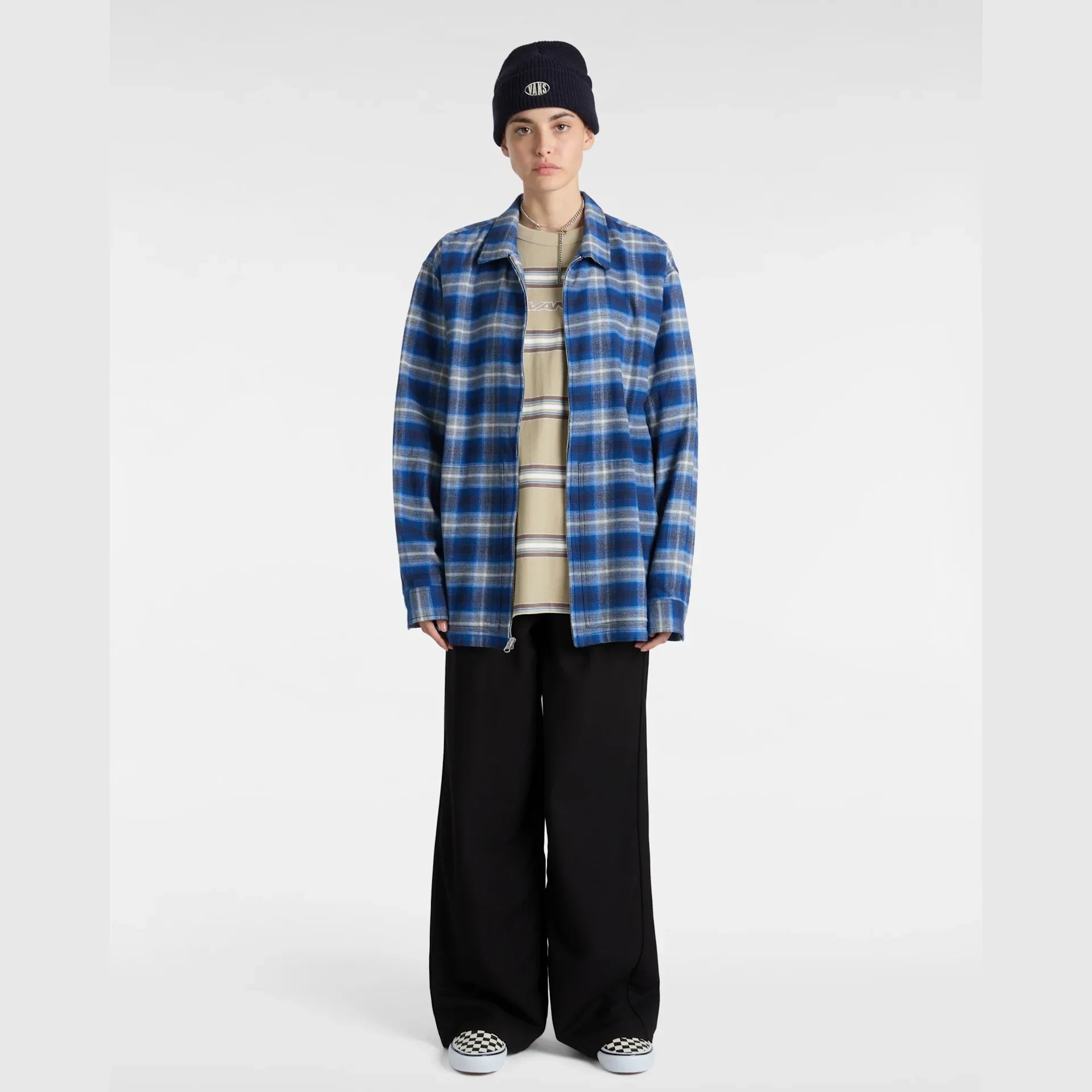VANS MONTWOOD ZIP FLANNEL DRESS BLUES/TRUE BLUE kép 4