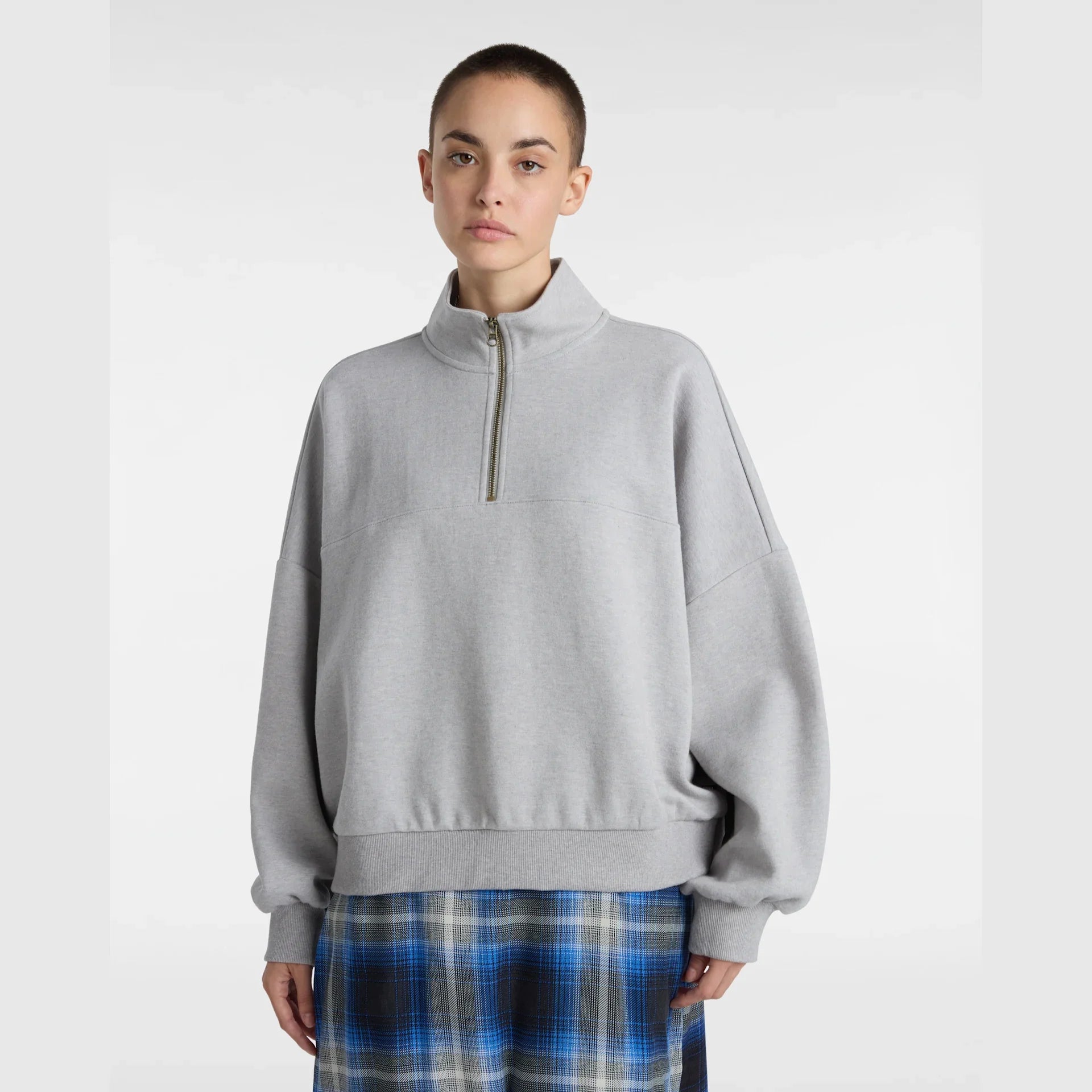 VANS ELEVATED DOUBLE KNIT LOOSE MOCK NECK Cement Heather kép 3