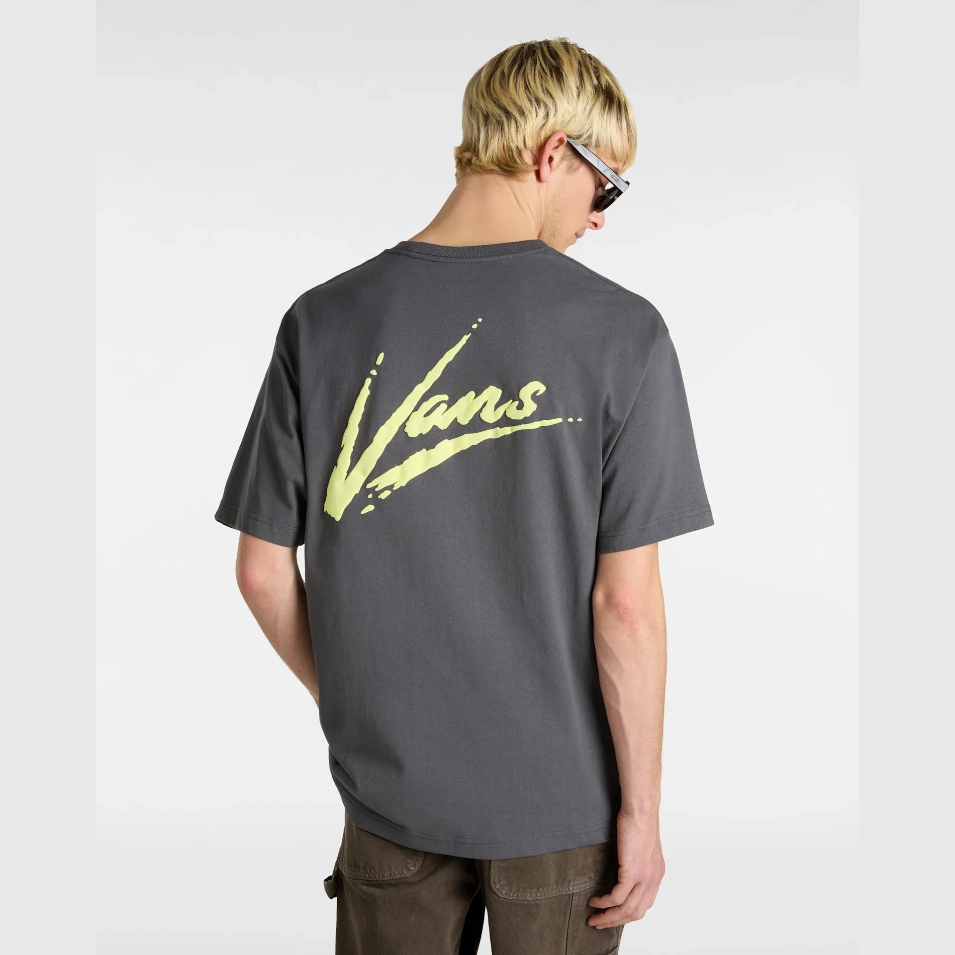VANS Brush Script LOOSE SS Asphalt/Shadow Lime kép 4