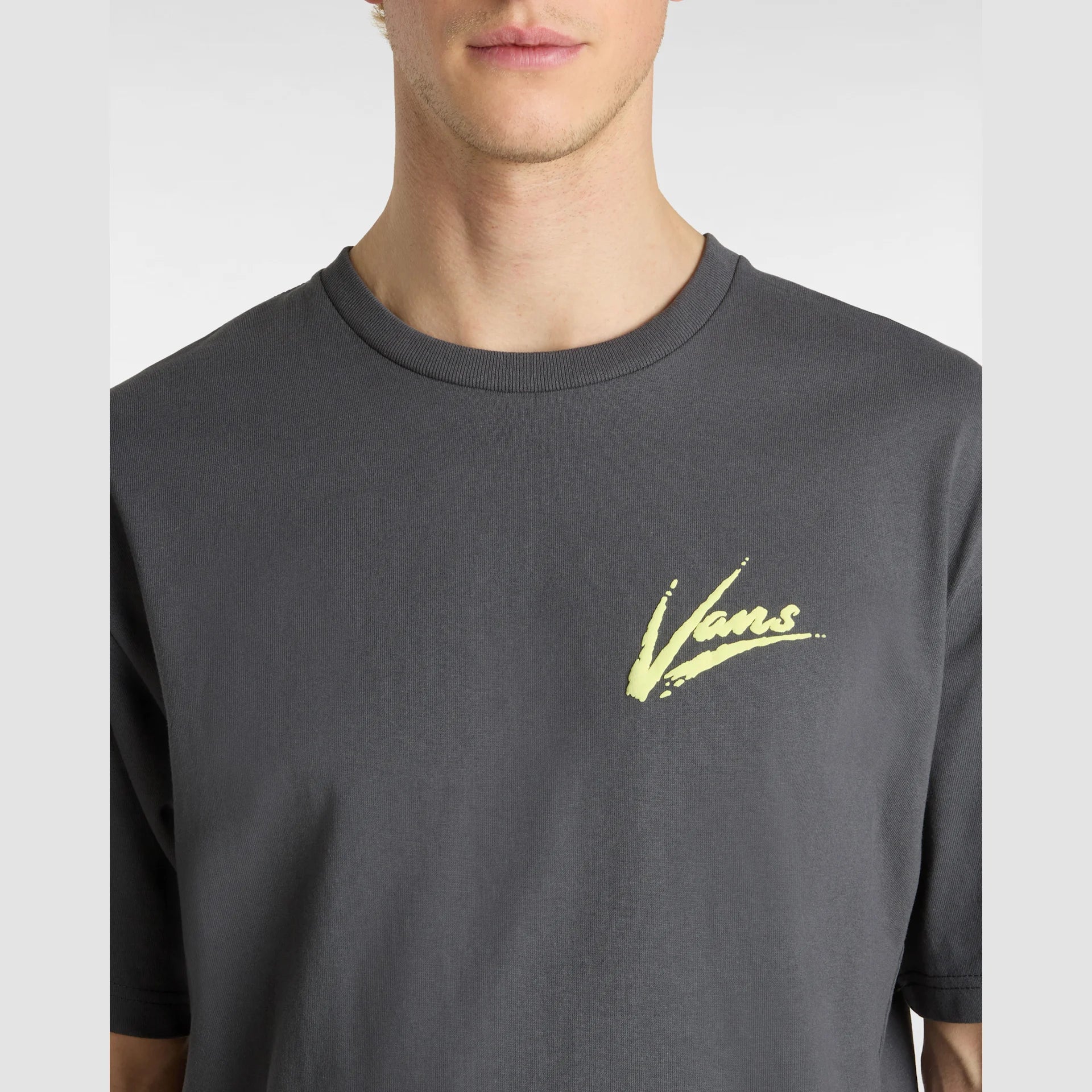 VANS Brush Script LOOSE SS Asphalt/Shadow Lime kép 6