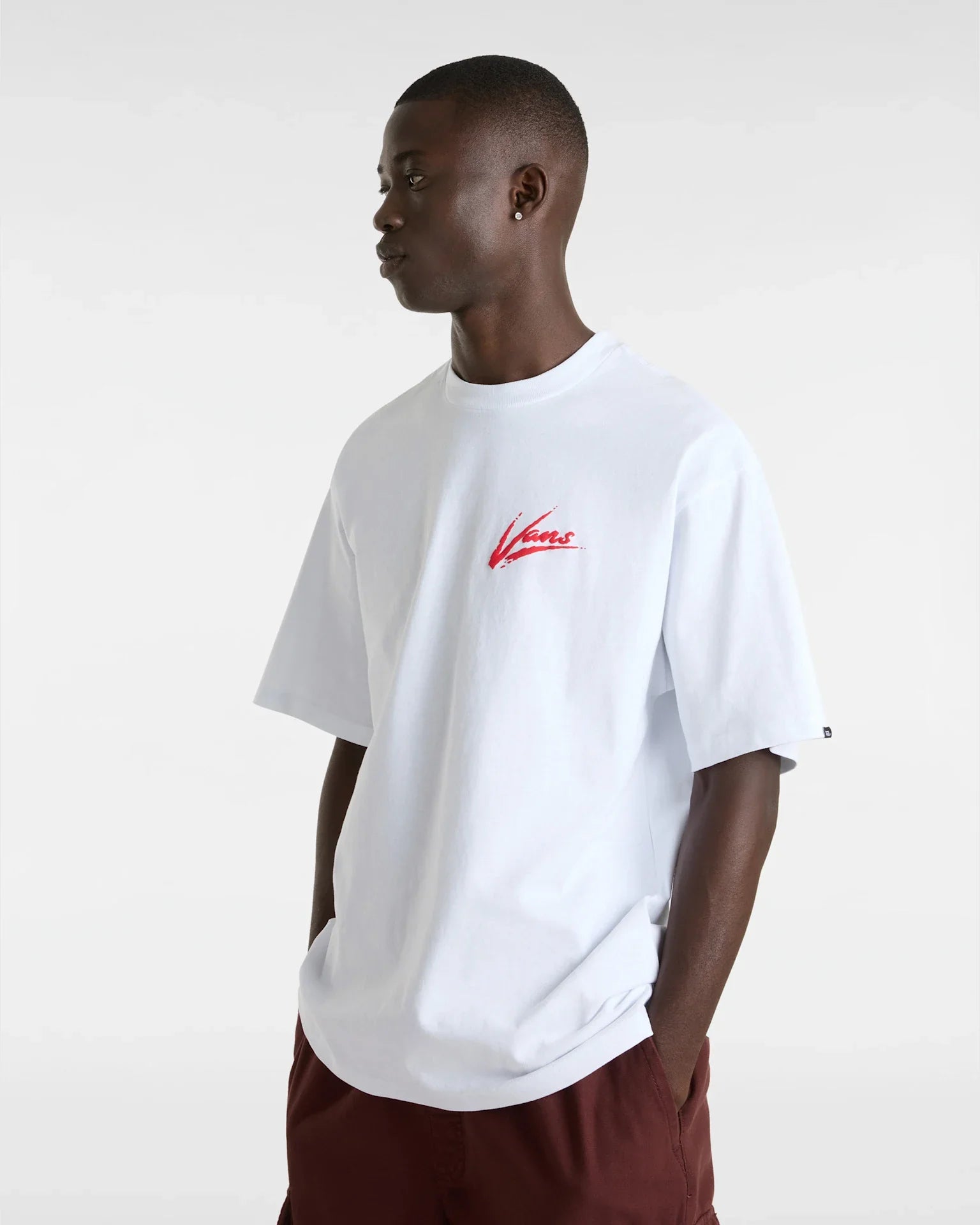 VANS Brush Script LOOSE SS WHITE/RACING RED VN000K42KSF1 - 3