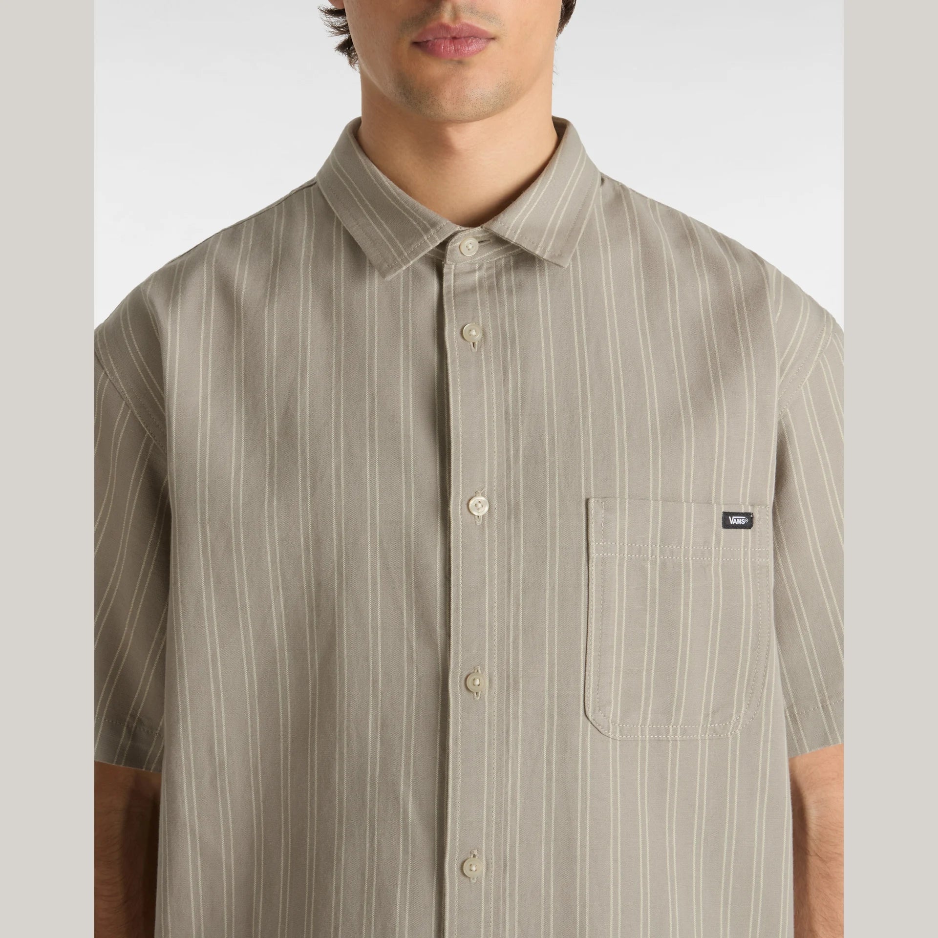 VANS Lawson Stripe SS Woven London Fog/LemonIcing kép 6