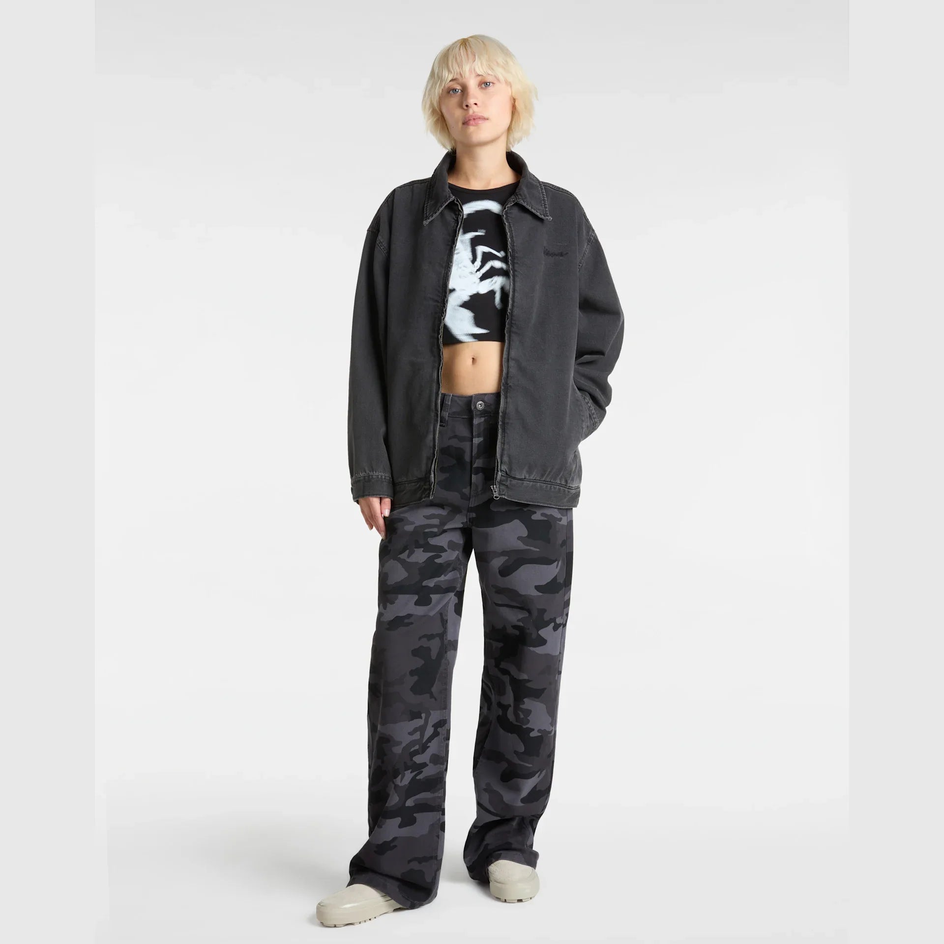 VANS Sirelle Printed Puddle Pants Black/Parisian Night kép 6