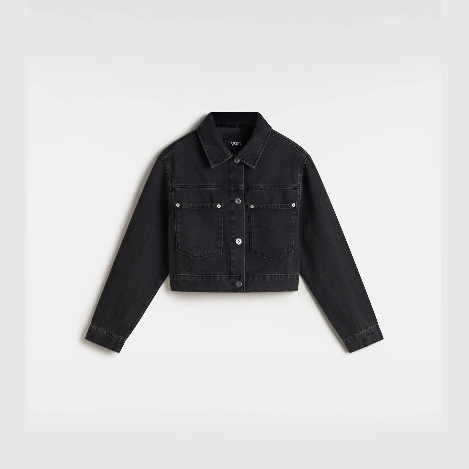 VANS Raynes Denim Crop Trucker Jacket Washed Black kép 1