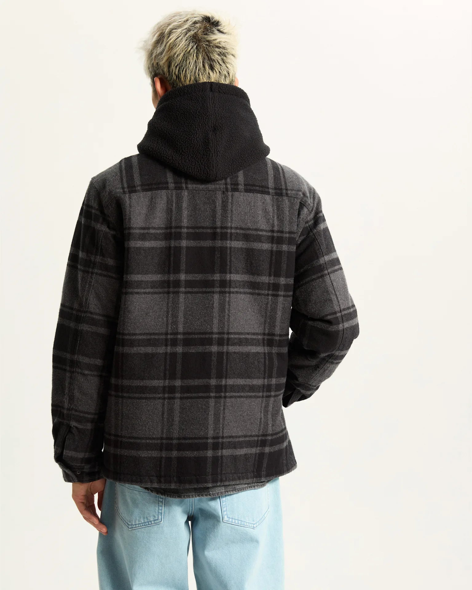 VANS Piedmont Hooded Plaid Shacket BLACK/ASPHALT HEATHER Ing VN000P7VQFY1 - 4