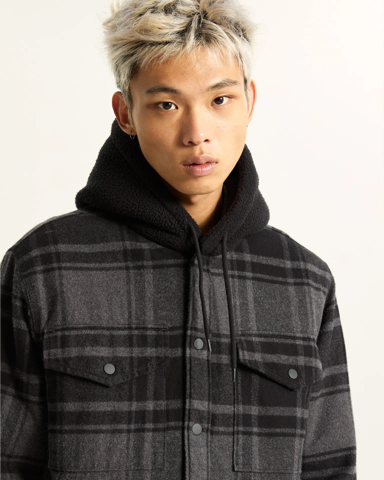 VANS Piedmont Hooded Plaid Shacket BLACK/ASPHALT HEATHER Ing VN000P7VQFY1 - 7