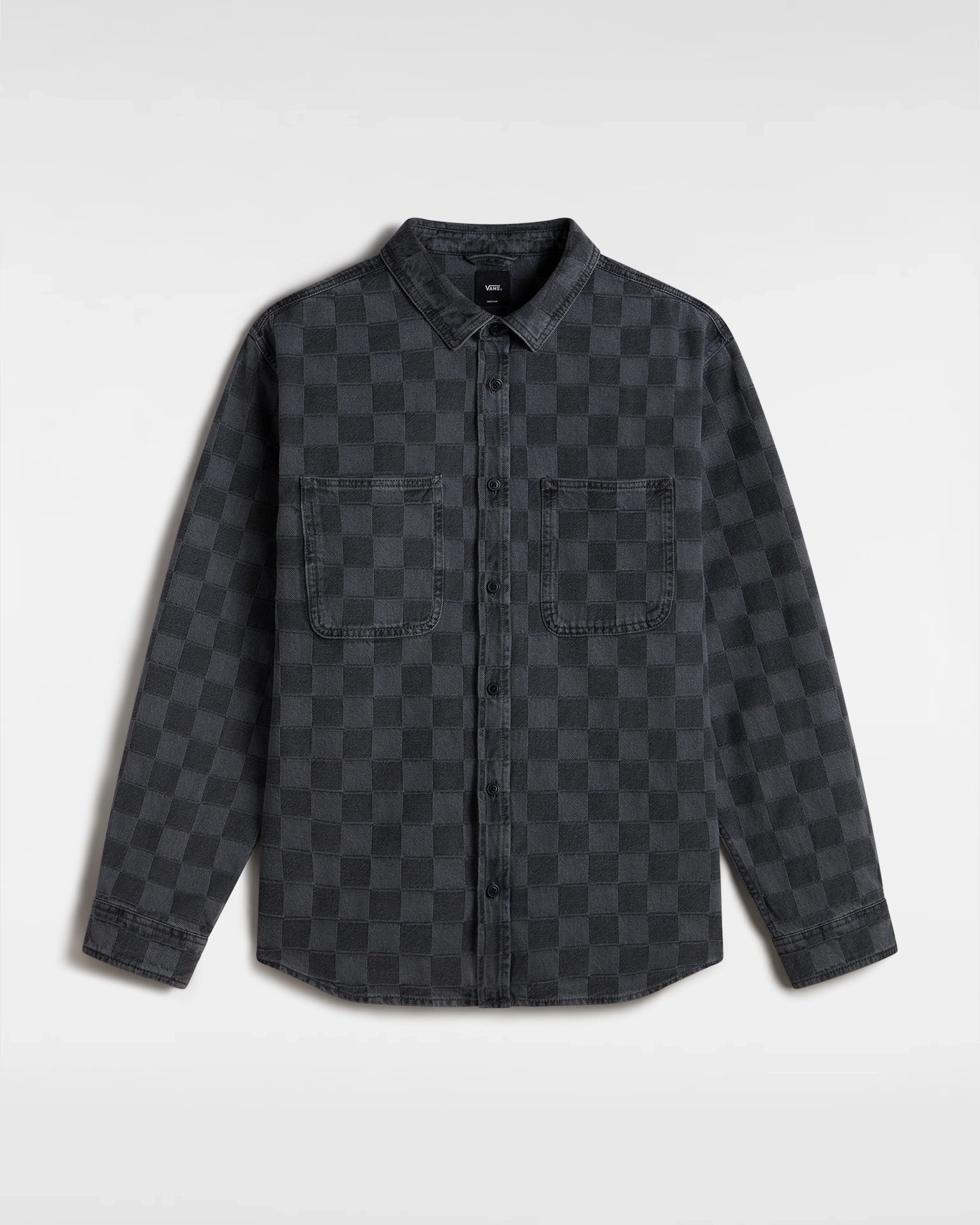 VANS Hastings Checkerboard Denin LS Woven Faded Black kép 1