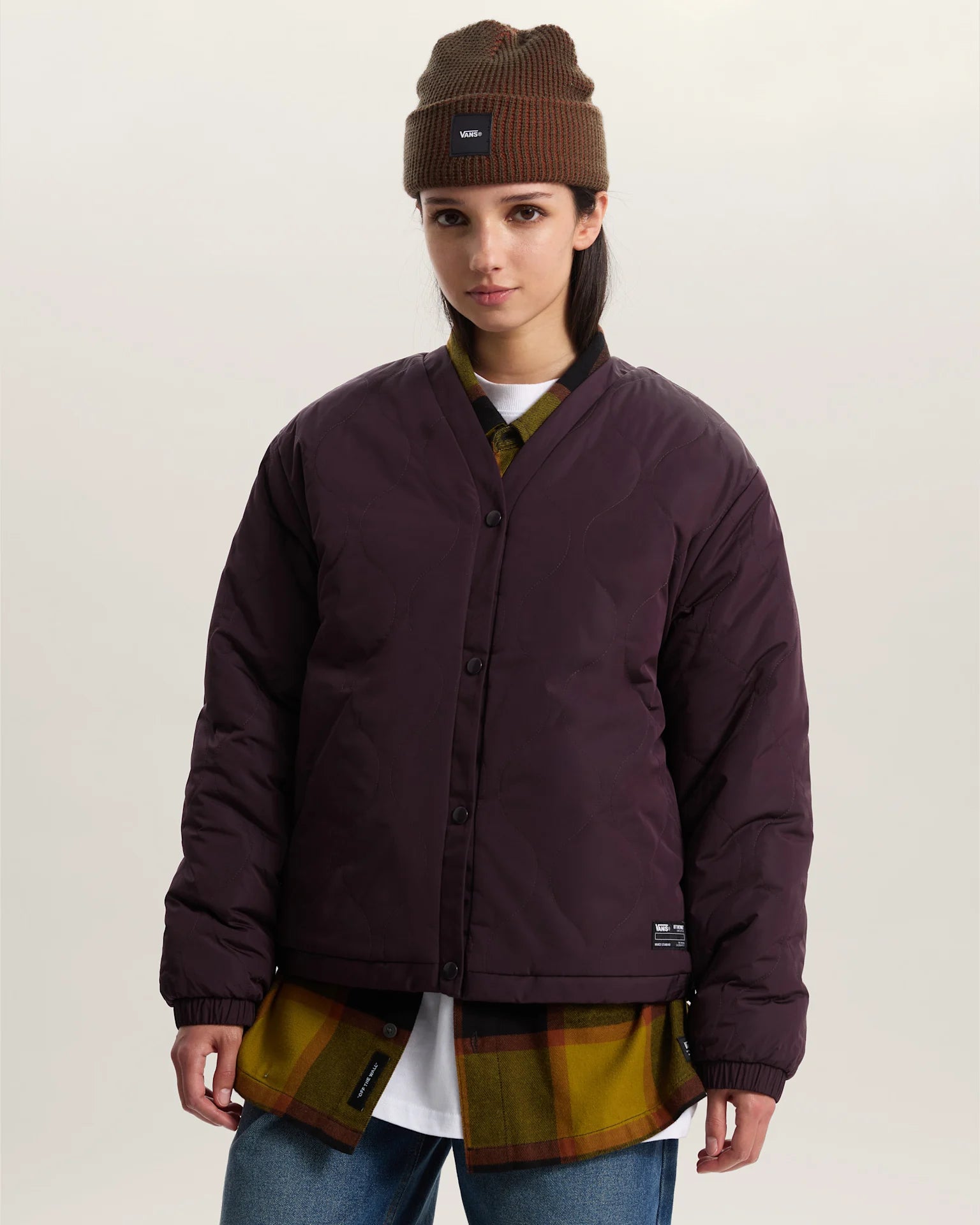 VANS Suffolk Cheetah Check Pile Coat Dark Port Kabát VN000Q53EMS1 - 7