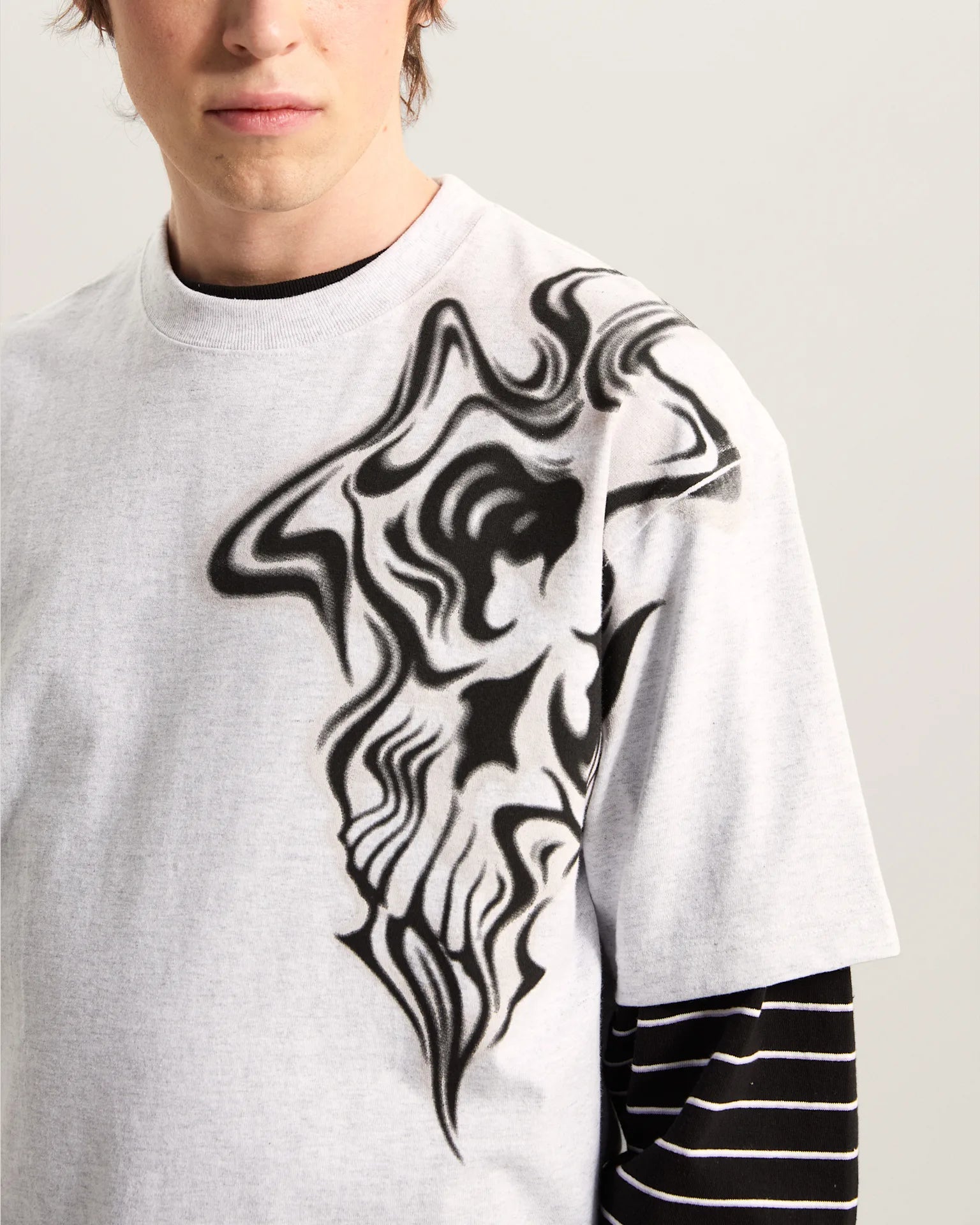 VANS Smoke Skull Short SS Tee ASH HEATHER Póló VN000S1DRKZ1 - 6