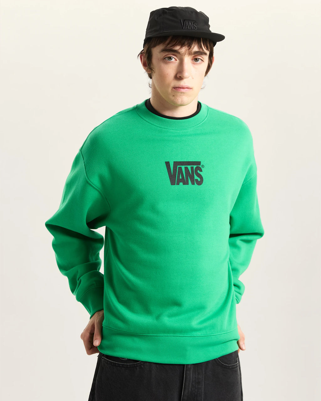 VANS Stretch Logo Crew Vivid Verdant Pulóver VN000STSFLX1 - 3