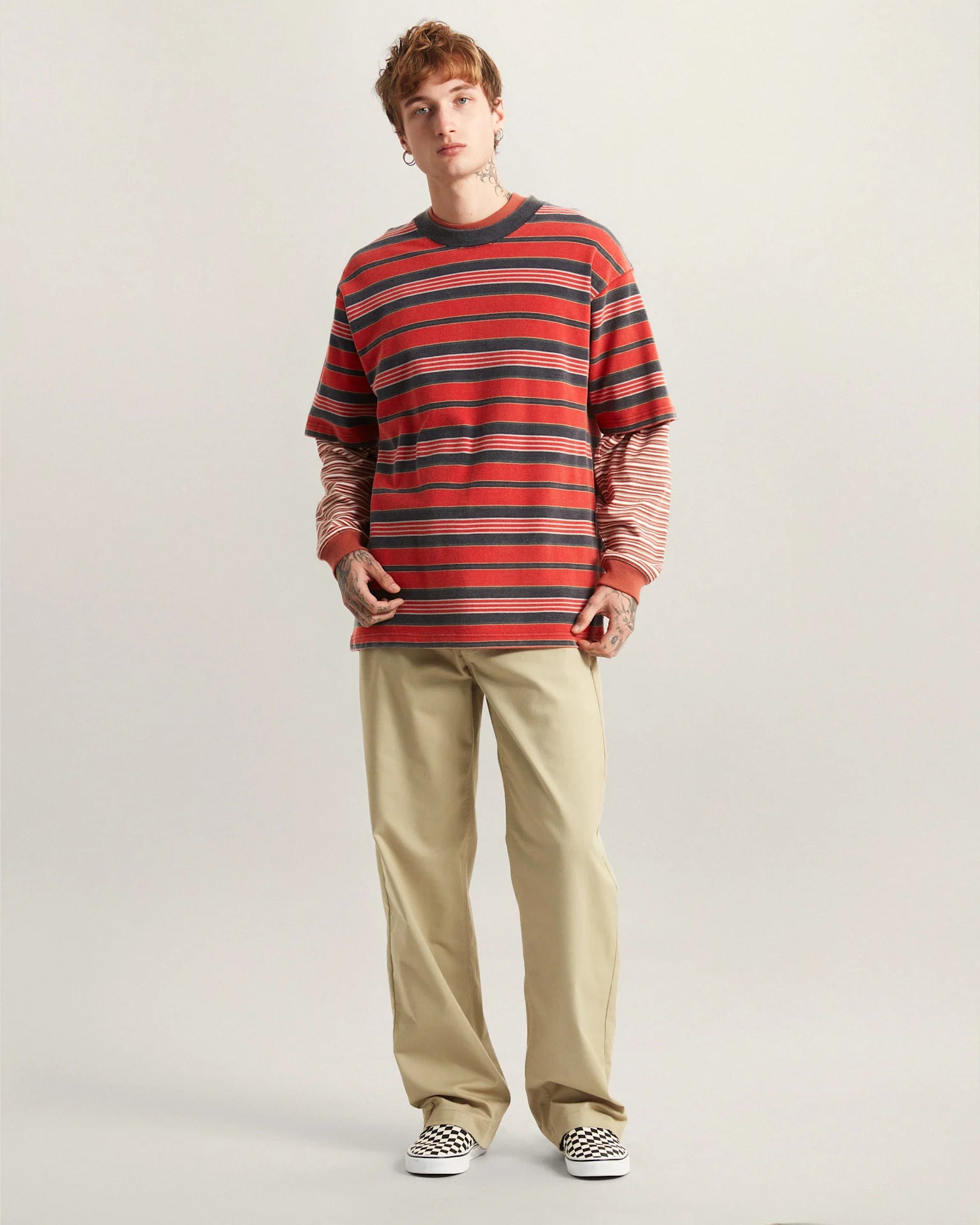 VANS Pique Stripe SS Knit RACING RED Póló VN000T6BIZQ1 - 7