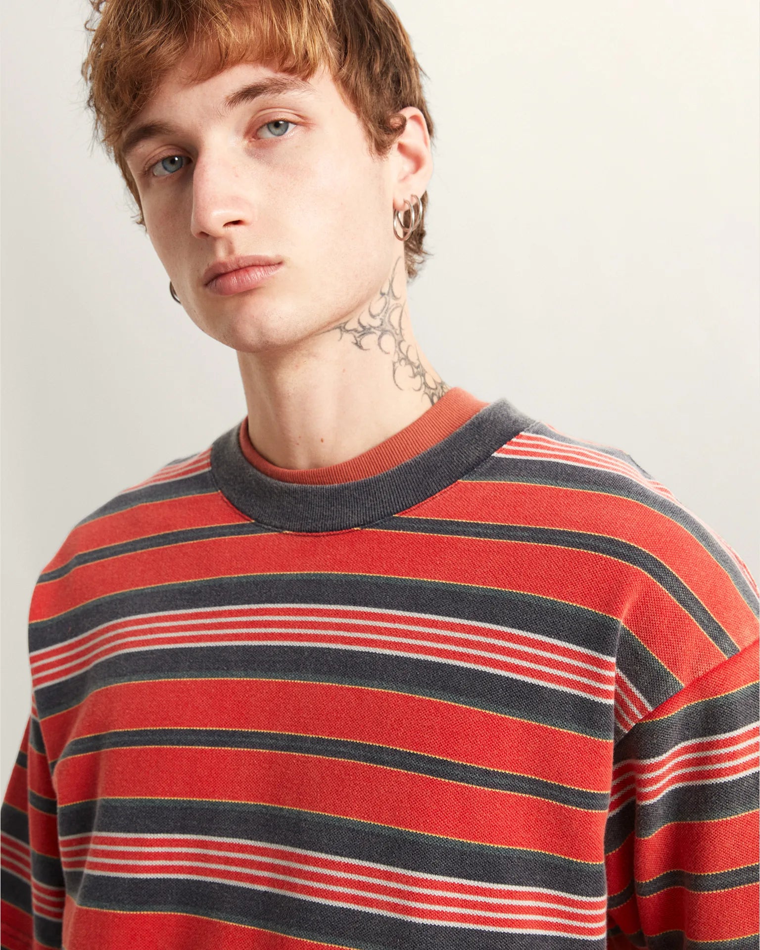 VANS Pique Stripe SS Knit RACING RED Póló VN000T6BIZQ1 - 8