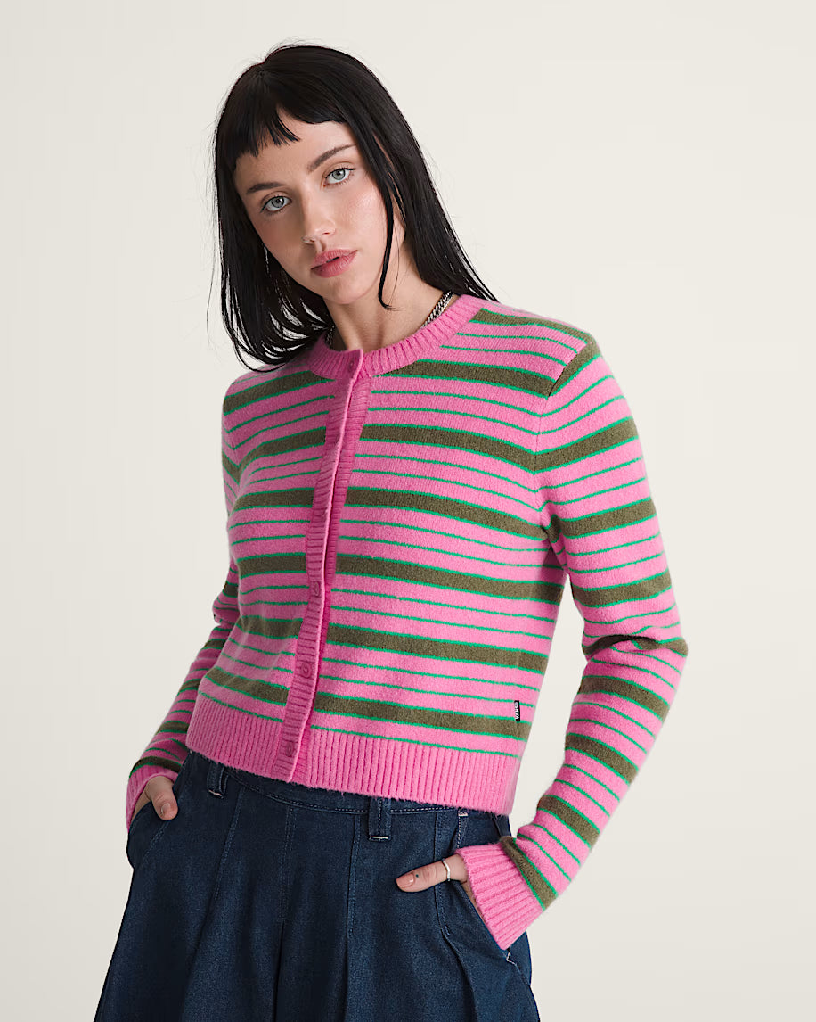 VANS Dolly Stripe Cardigan Pink Fizz Pulóver VN000T91FRQ1 - 3