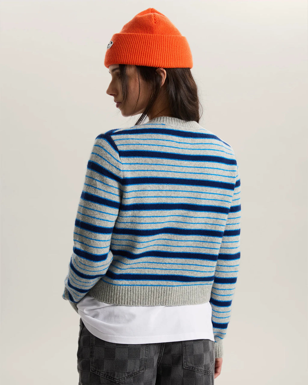 VANS LX Dolly Stripe Cardiga Cement Hthr/BrightAzure Pulóver VN000T91GDR1 - 4