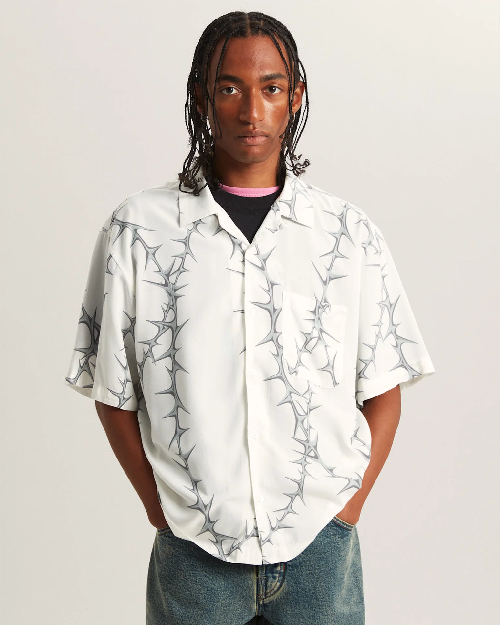 VANS Van Doren Printed Camp SS Shirt White Ing VN000T9UWHT1 - 3