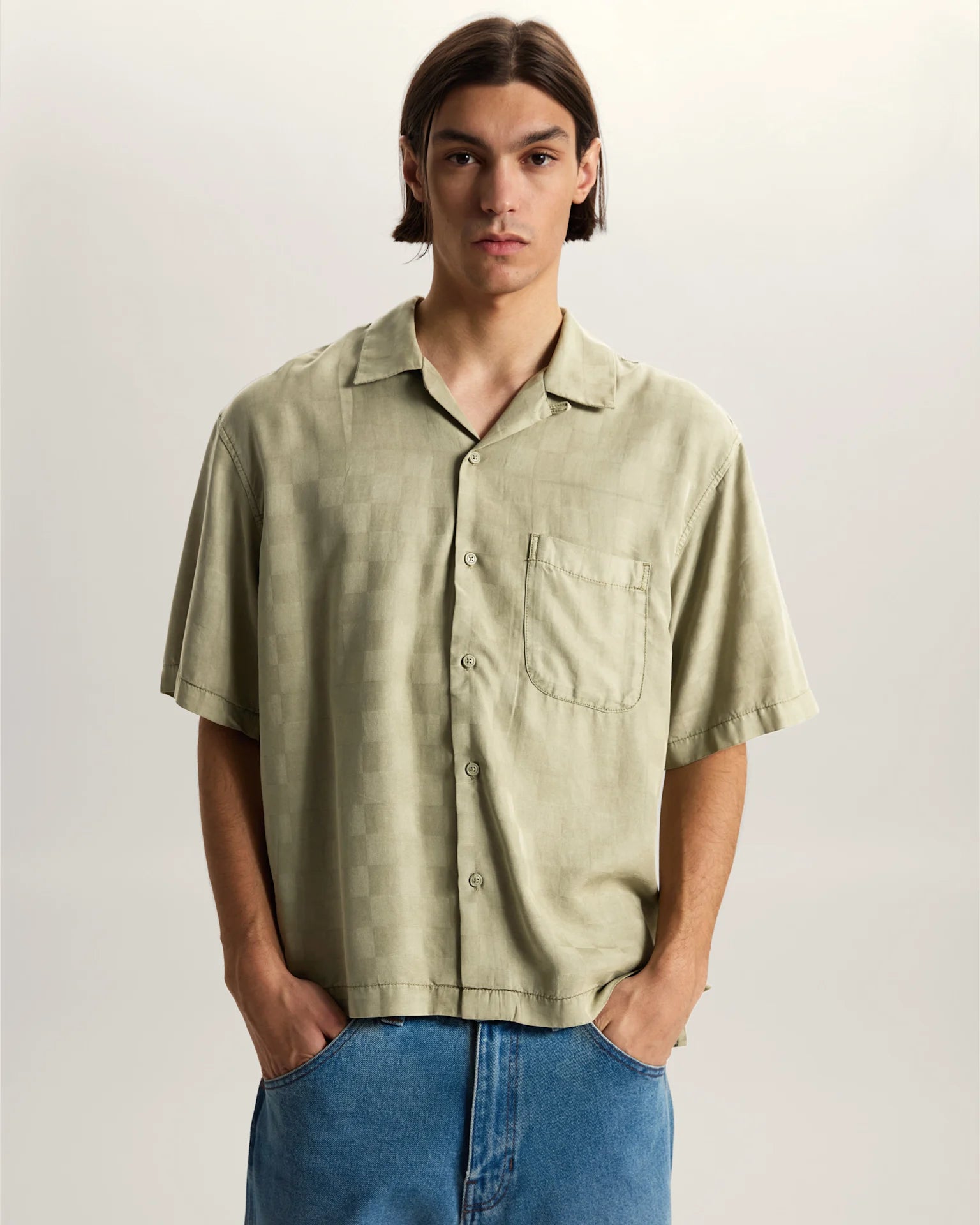 VANS Van Doren Tencel Check Camp SS Shirt Soft Sage Ing VN000TA4FSG1 - 3
