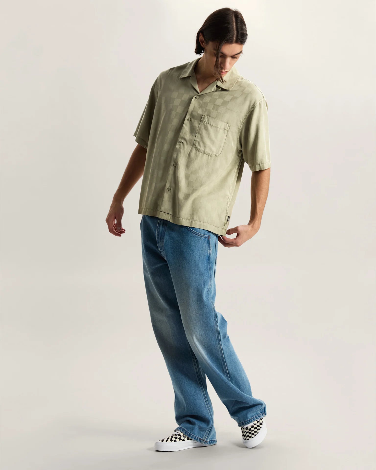 VANS Van Doren Tencel Check Camp SS Shirt Soft Sage Ing VN000TA4FSG1 - 5