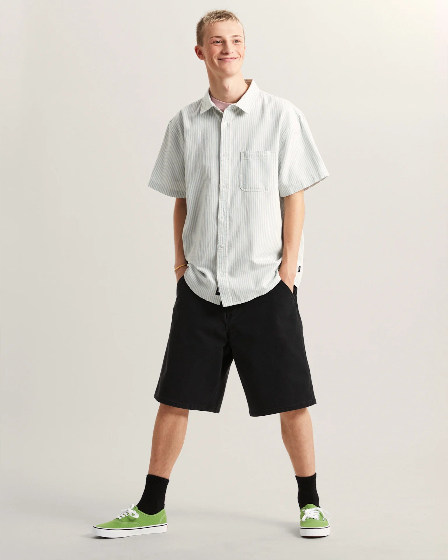 VANS Lawson Stripe SS Shirt Dawn Mist/Marshmallow Ing VN000TAGGCH1 - 5