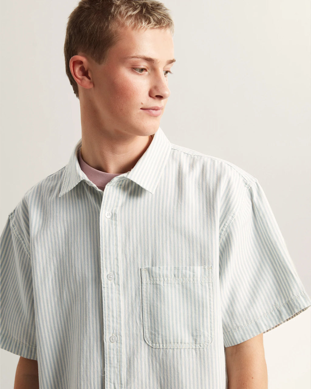 VANS Lawson Stripe SS Shirt Dawn Mist/Marshmallow Ing VN000TAGGCH1 - 6