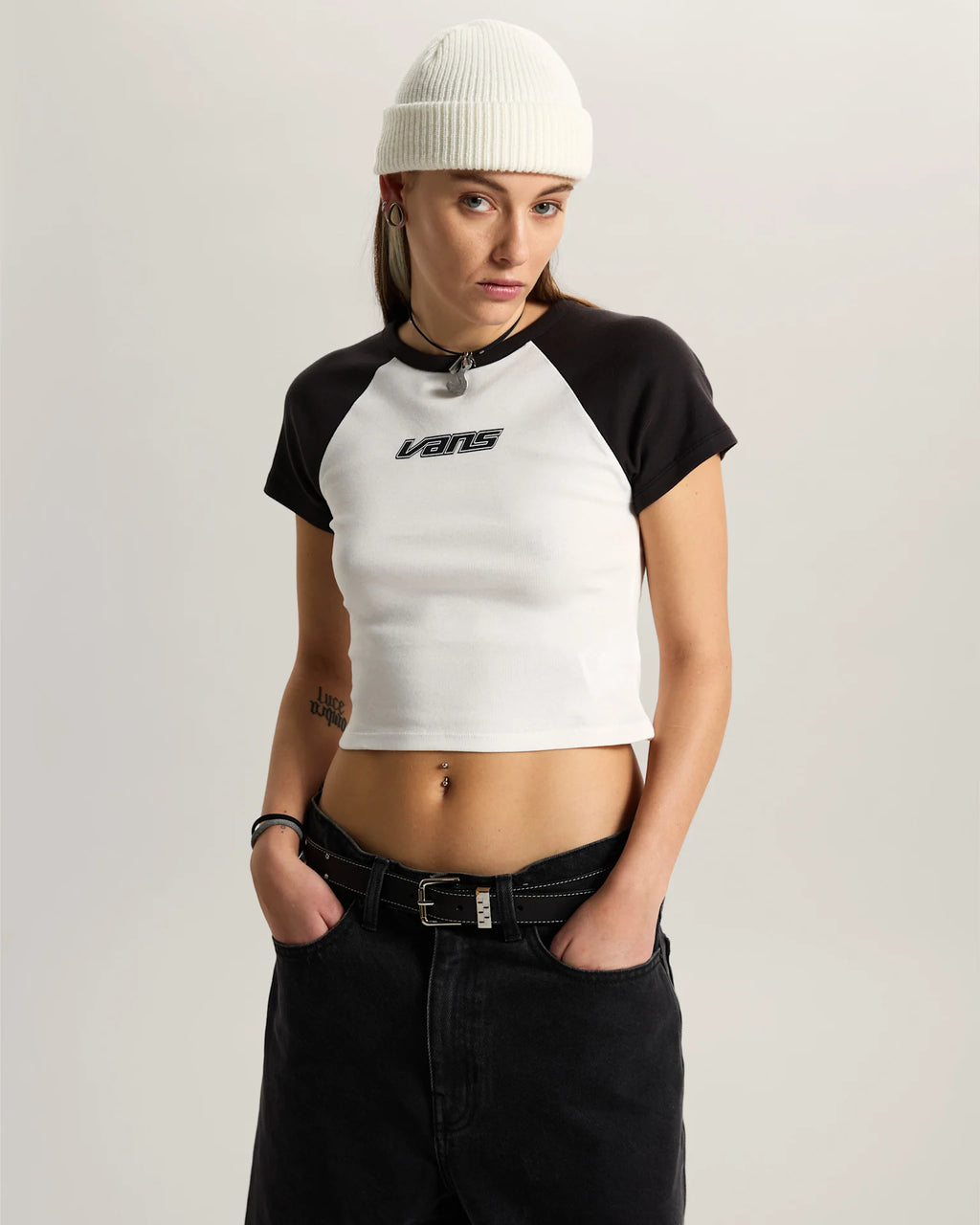 VANS Clare Baby Tee True White/Black Póló VN000TBSTWB1 - 3