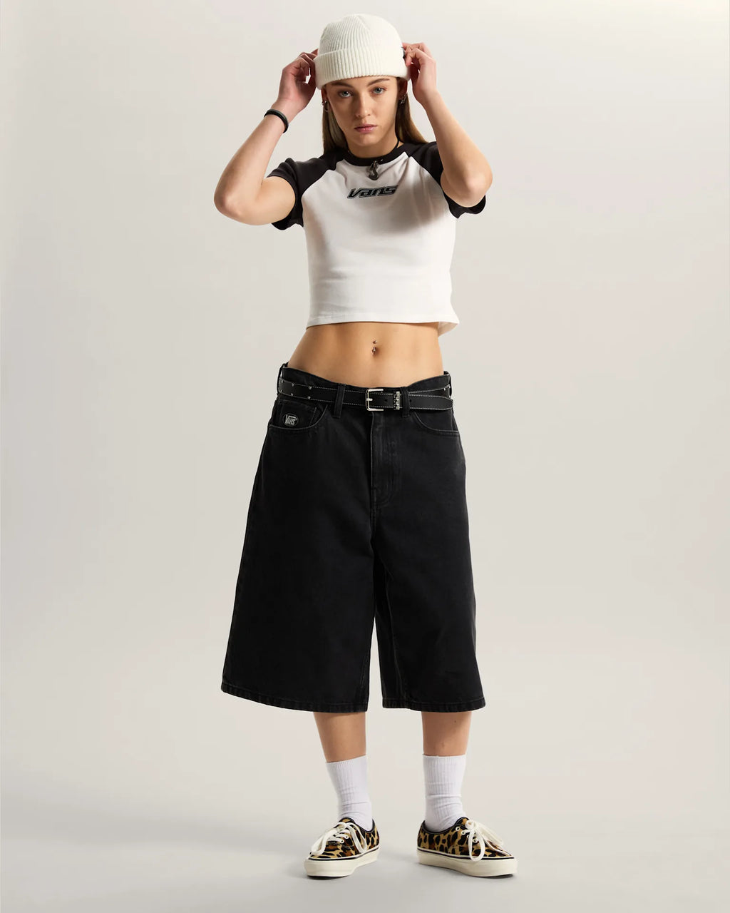 VANS Clare Baby Tee True White/Black Póló VN000TBSTWB1 - 5