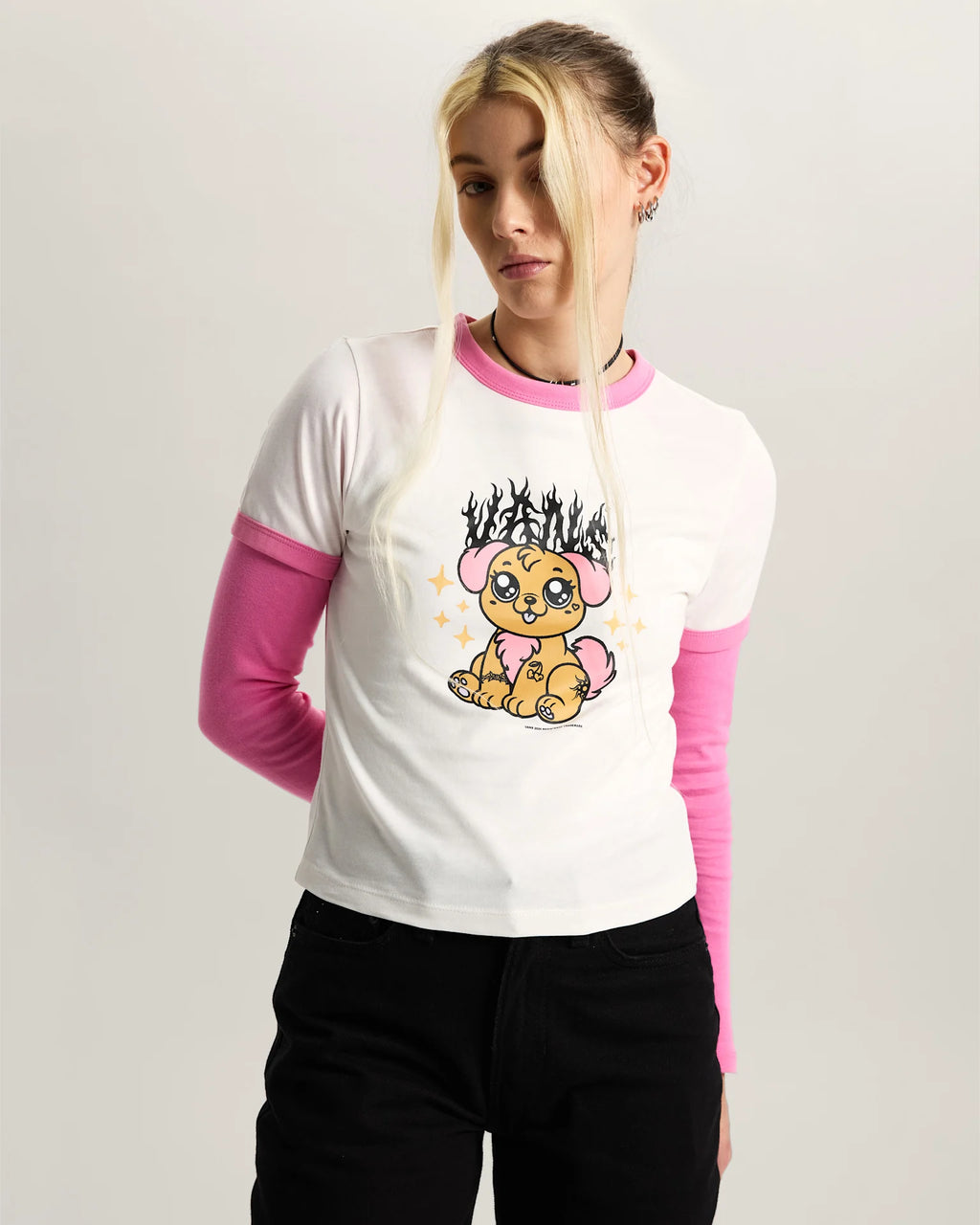 VANS PUPPY W RINGER TEE EGRET Póló VN000W24C9F1 - 3