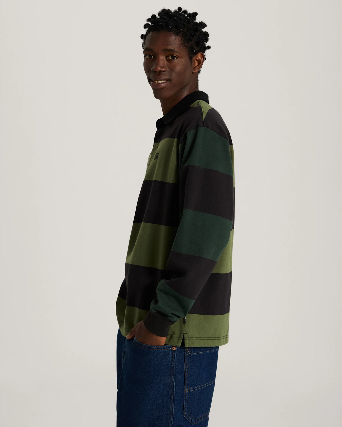 Vans 2-Tone Stripe Ward Rugby LS Black/Green Bal Textil VN00103DHU41 - 5