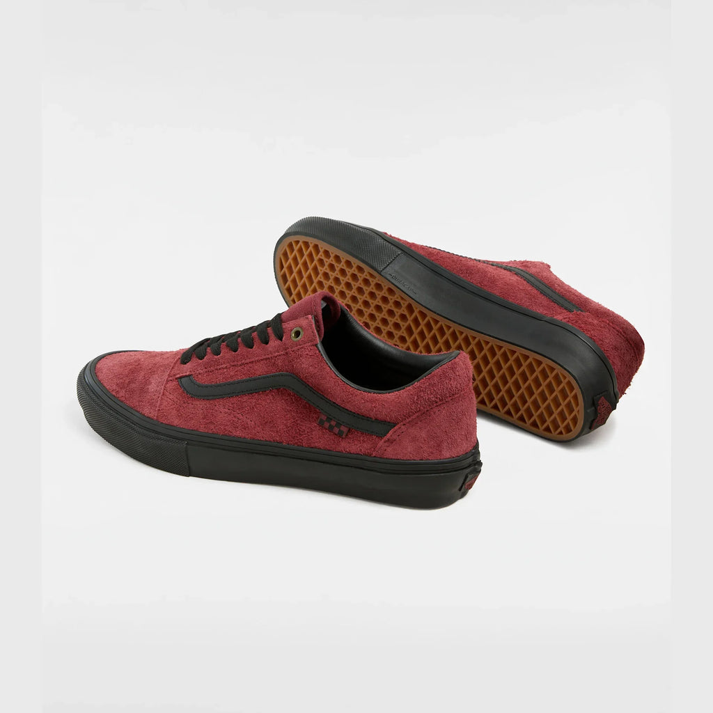 VANS Skate Old Skool HAIRY SUEDE BLACK/BURGUNDY Cipő kép 3