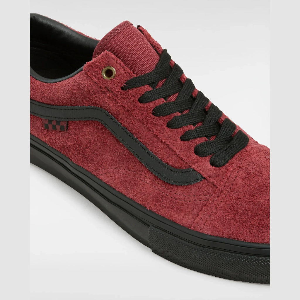 VANS Skate Old Skool HAIRY SUEDE BLACK/BURGUNDY Cipő kép 4
