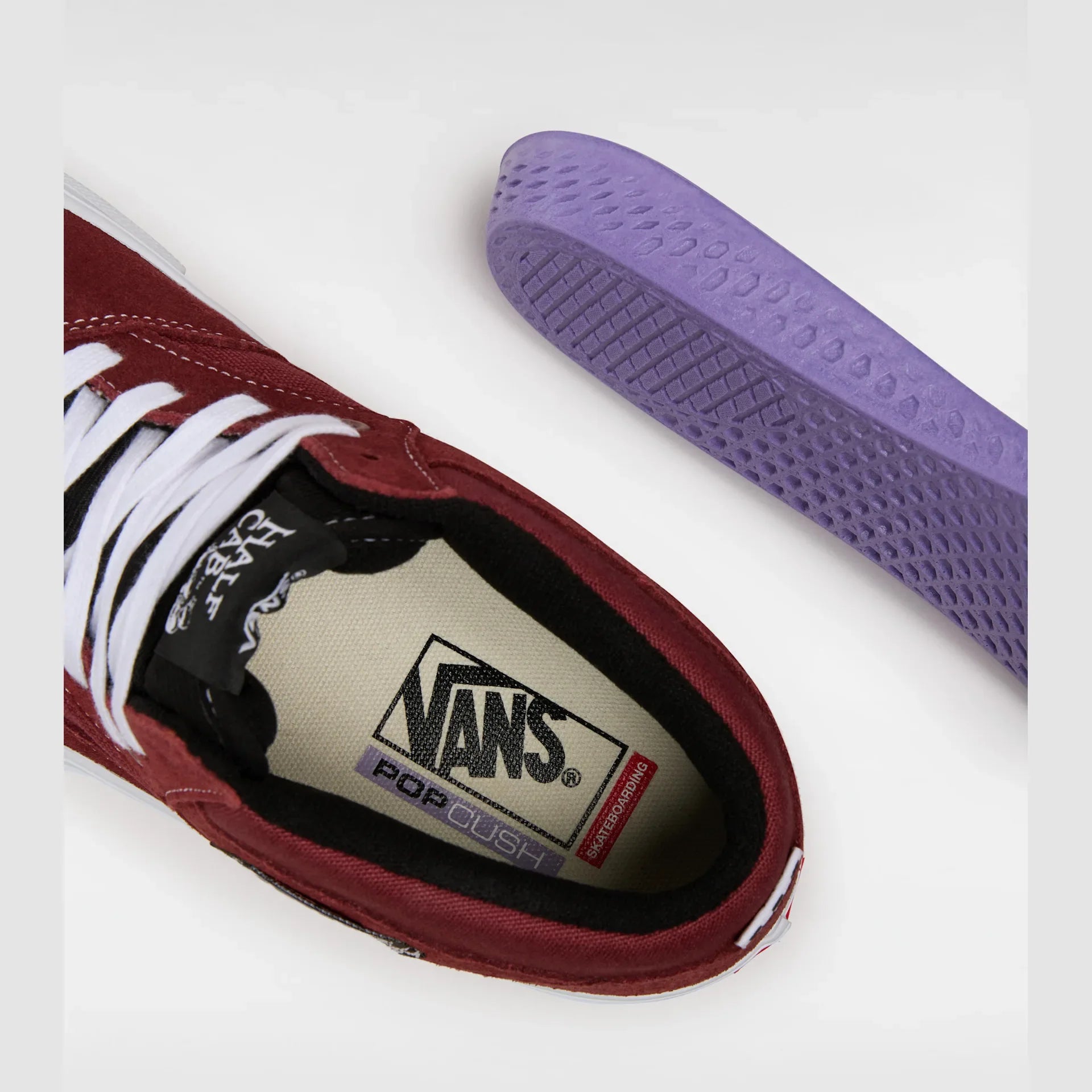 VANS Skate Half Cab BURGUNDY/WHITE Cipő kép 5