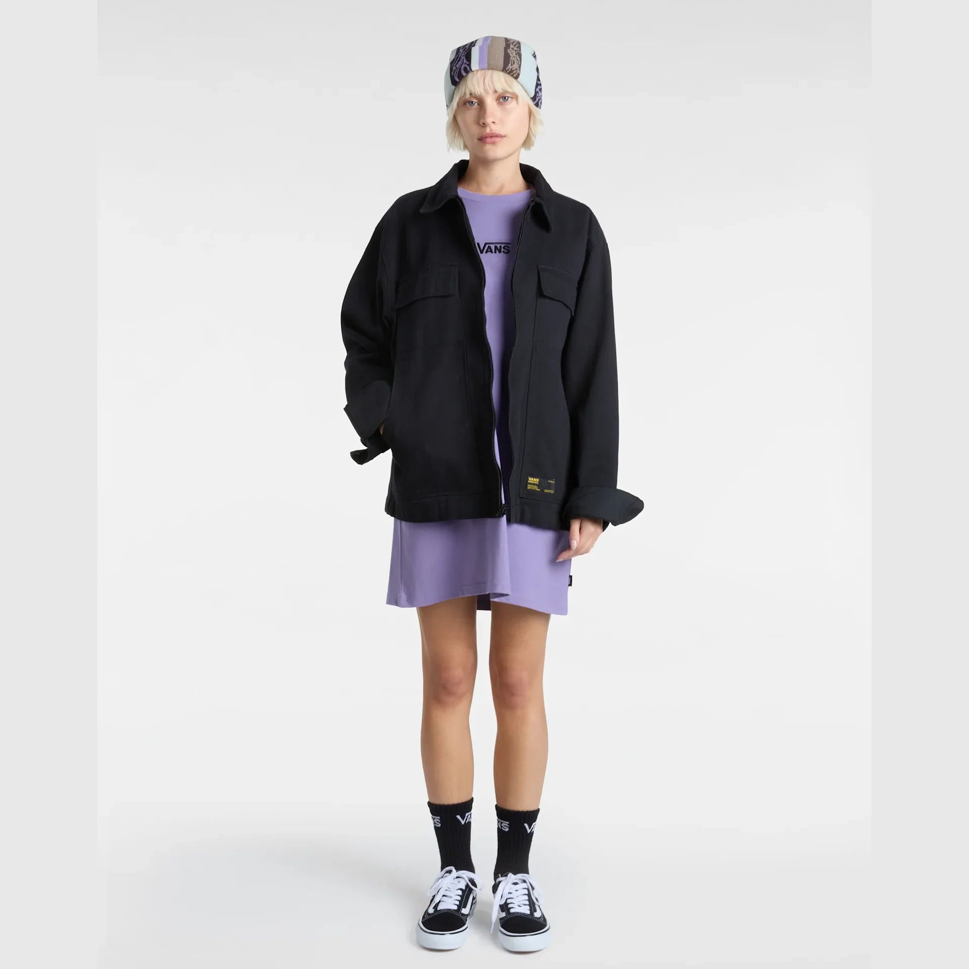 VANS CENTER VEE TEE DRESS Purple Haze Ruha kép 5