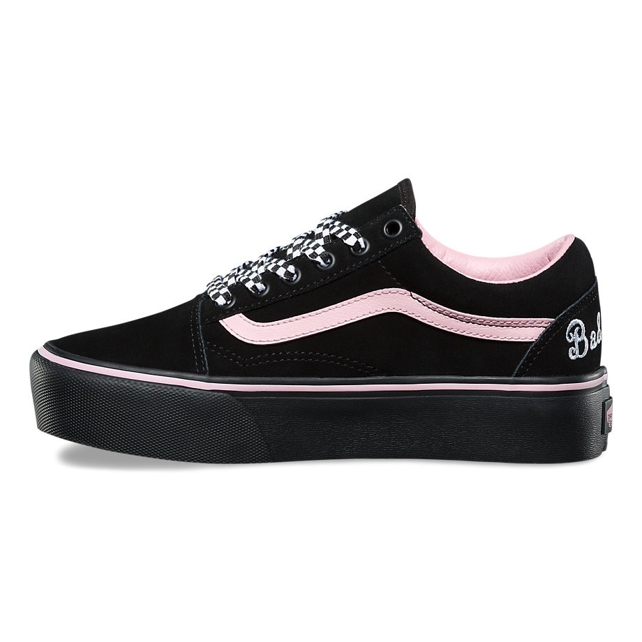 Vans x lazy oaf old store skool platform black & pink shoes