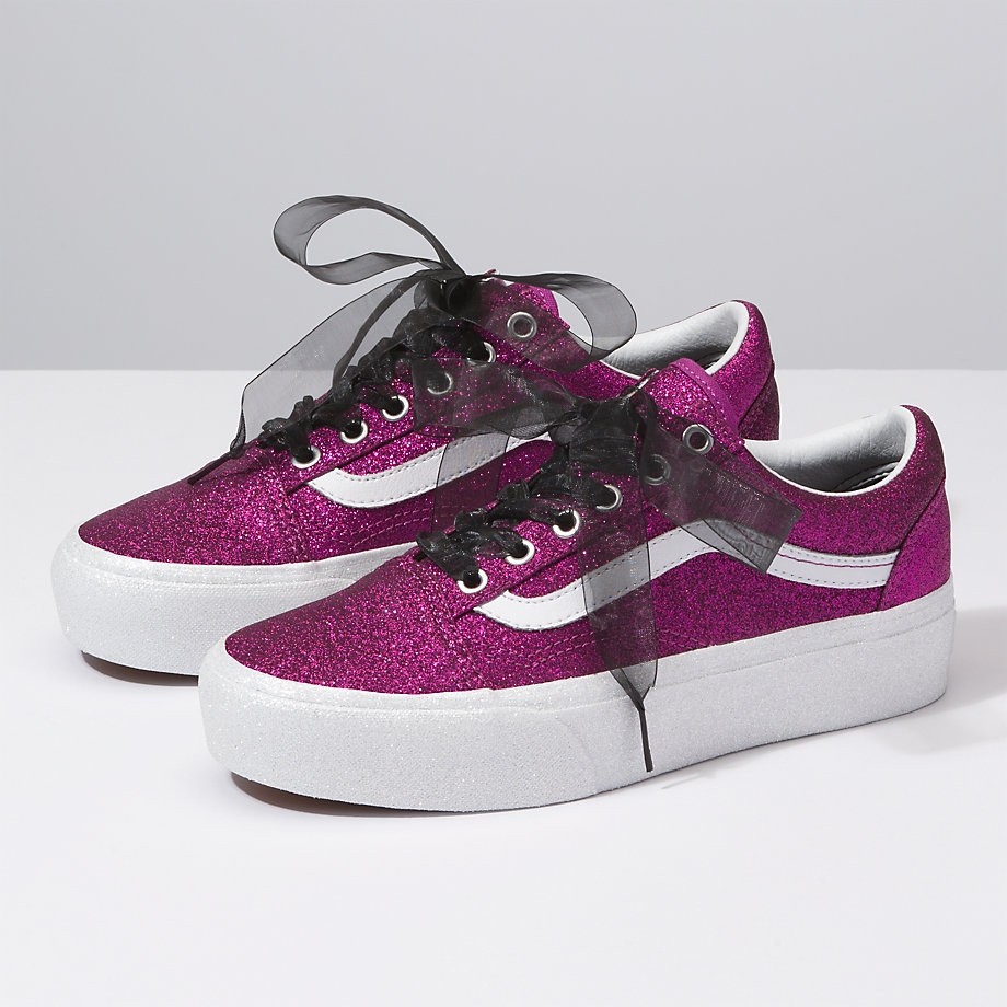 vans platform glitter