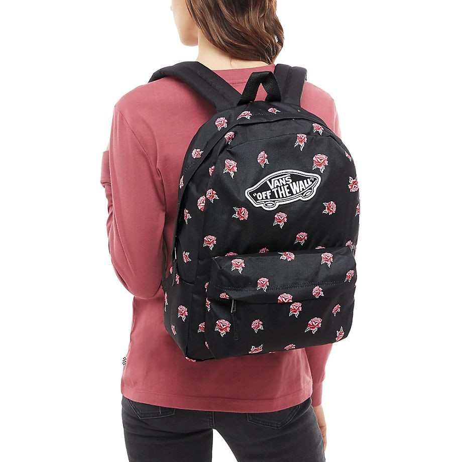 Vans realm sales black rose backpack