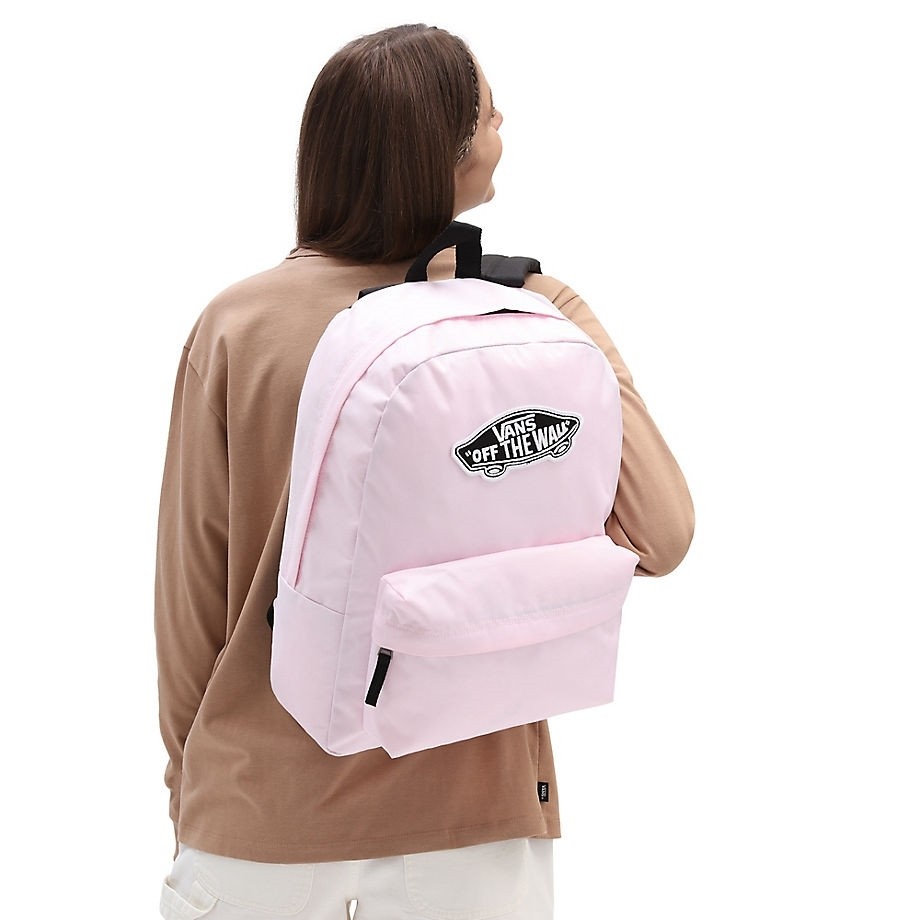 Baby pink vans backpack top